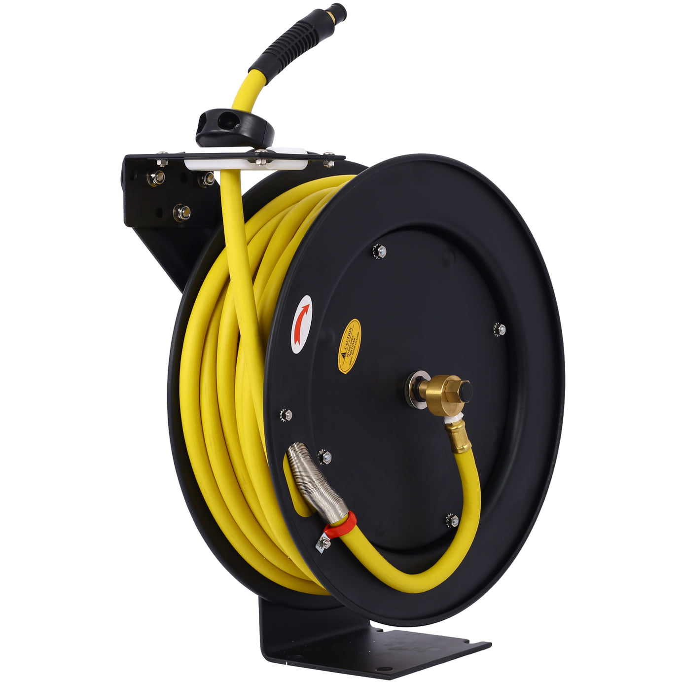 Air Hose Reel Retractable 3/8" Inch x 50' Foot SBR Rubber Hose Max 300PSI Heavy Duty Industrial Steel Single Arm Construction--1