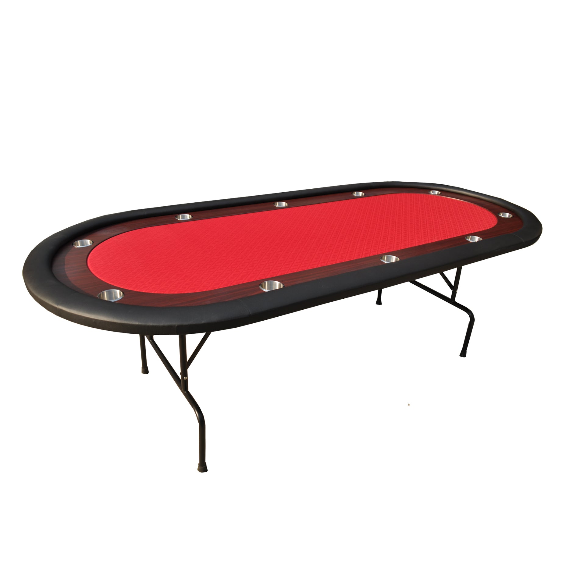 96" Light Series Folding Wooden Racetrack Red Felt Foldable Poker Table--1