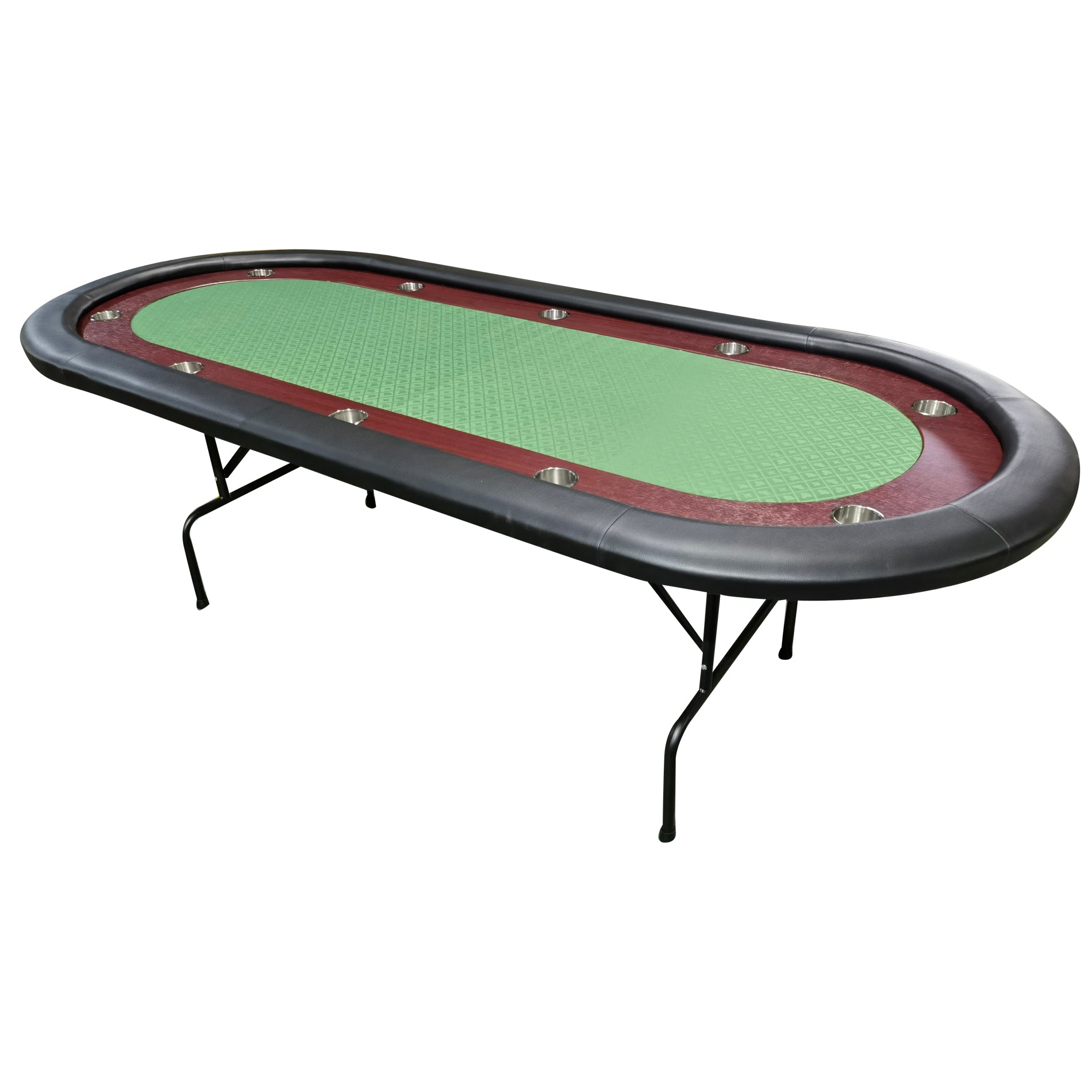 96" Light Series Folding Wooden Racetrack Green Felt Foldable Poker Table--1