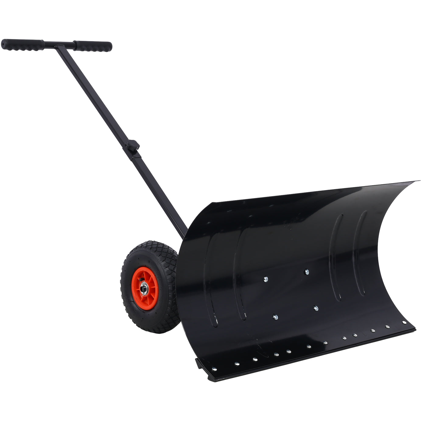 Snow Shovel with Wheels, Snow Pusher, Cushioned Adjustable Angle Handle Snow Removal Tool, 29" Blade, 10" Wheels,black color--1