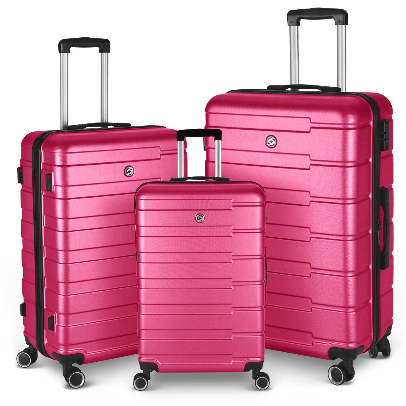 Luggage Suitcase 3 Piece Sets Hardside Carry-on luggage with Spinner Wheels 20"/24"/28"--1