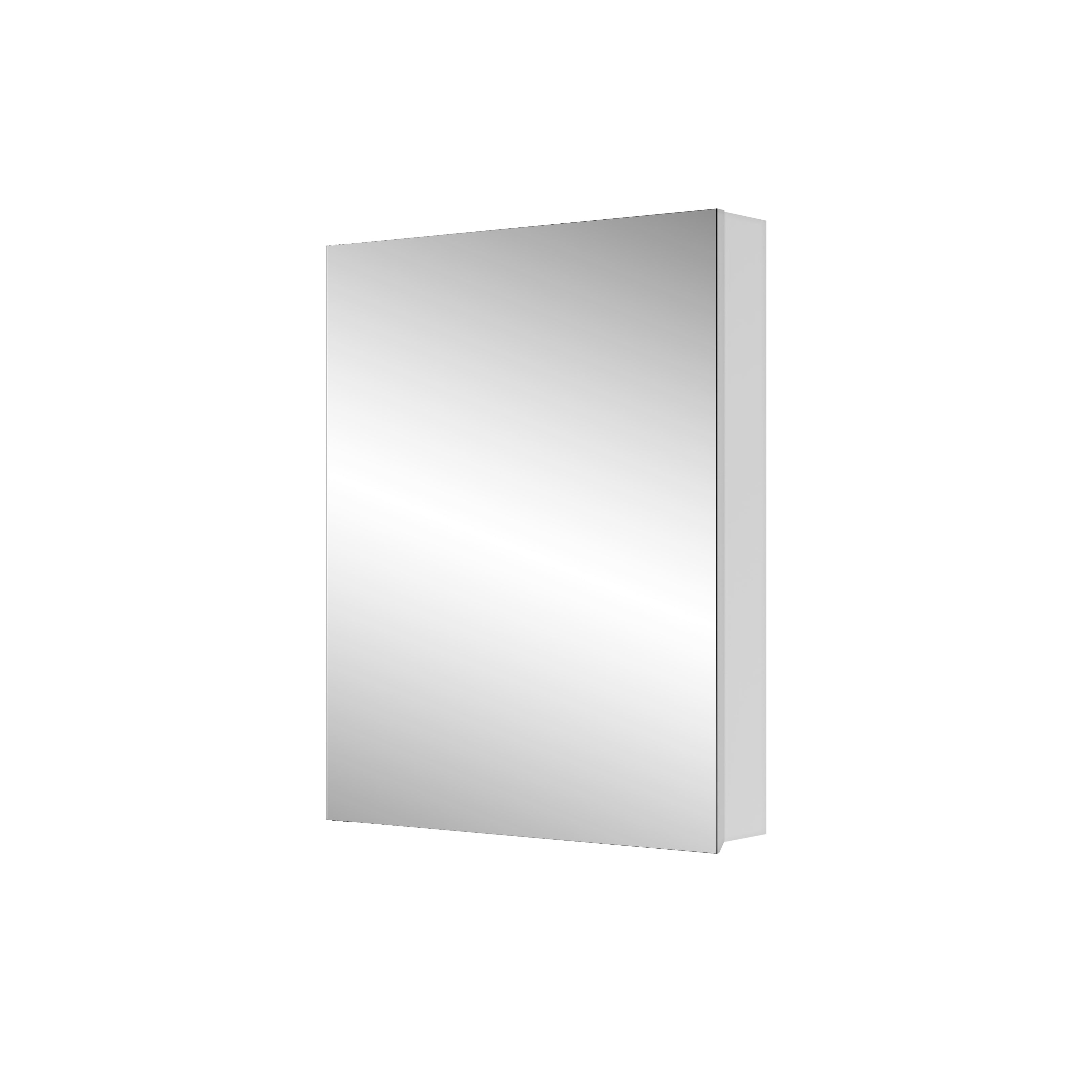 24" W x 30" H Single-Door Bathroom Medicine Cabinet with Mirror, Recessed or Surface Mount Bathroom Wall Cabinet, Beveled Edges,Silver--1