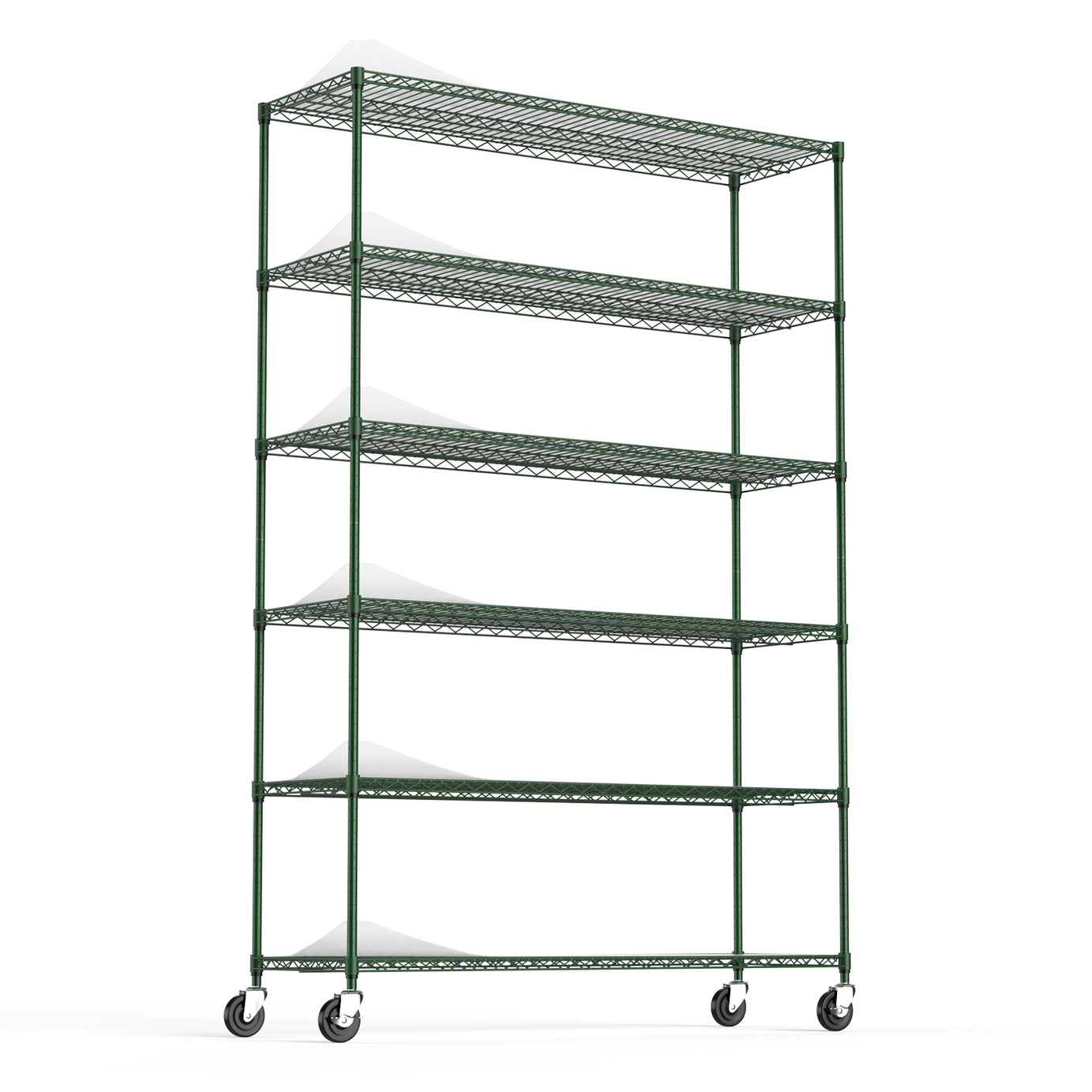 6 Tier Wire Shelving Unit, 6000 LBS NSF Height Adjustable Metal Garage Storage Shelves with Wheels, Heavy Duty Storage Wire Rack Metal Shelves - Green--1