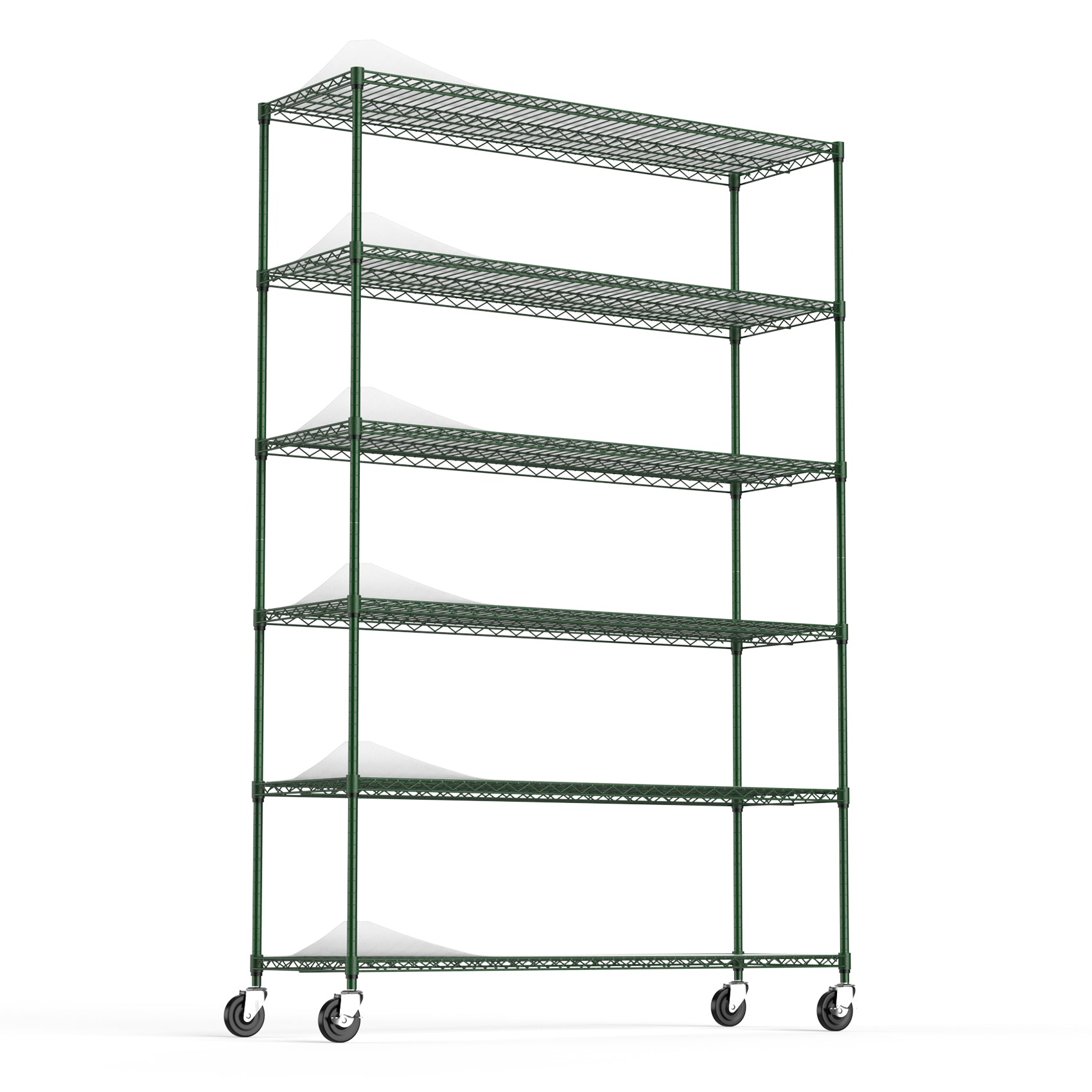 6 Tier Wire Shelving Unit, 6000 LBS NSF Height Adjustable Metal Garage Storage Shelves with Wheels, Heavy Duty Storage Wire Rack Metal Shelves - Green--1