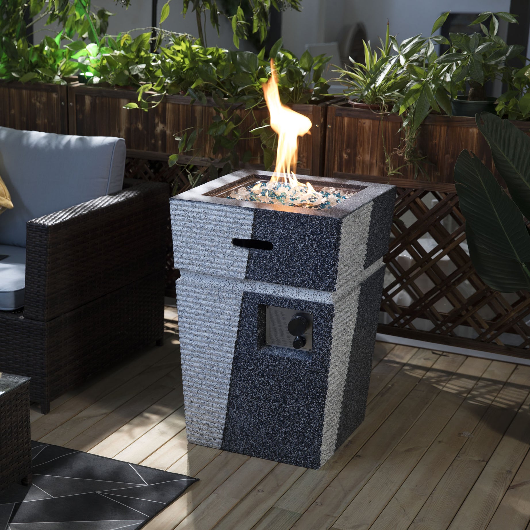 Outdoor Concrete Fire Pit Column Propane Fire Pit Patio Gas Fire Pit--1