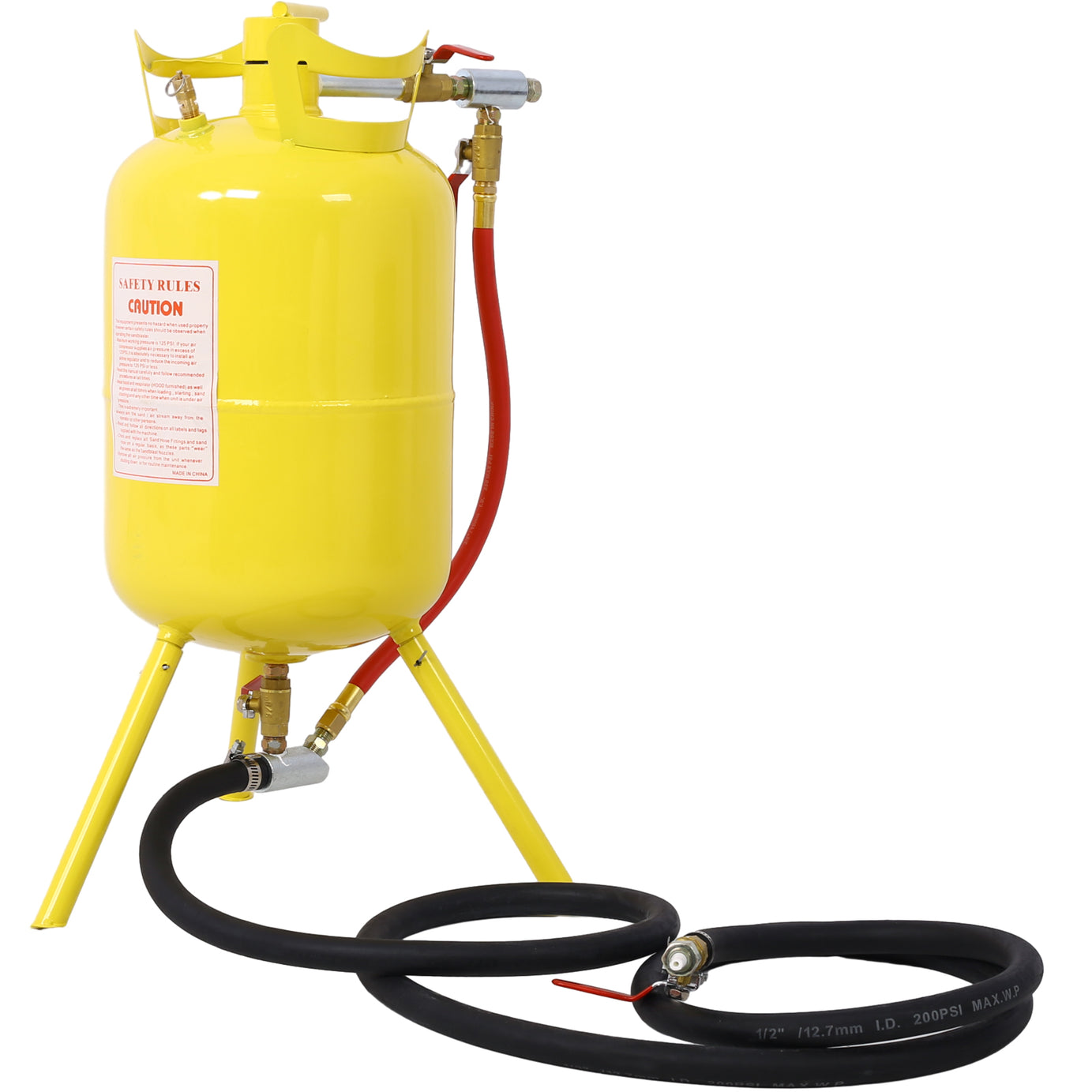 Portable 5-Gallons Air Sand Blaster Handle Sandblasting 5-Gal Air Media Abrasive Blasting Tank w/Blast Gun, yellow--2