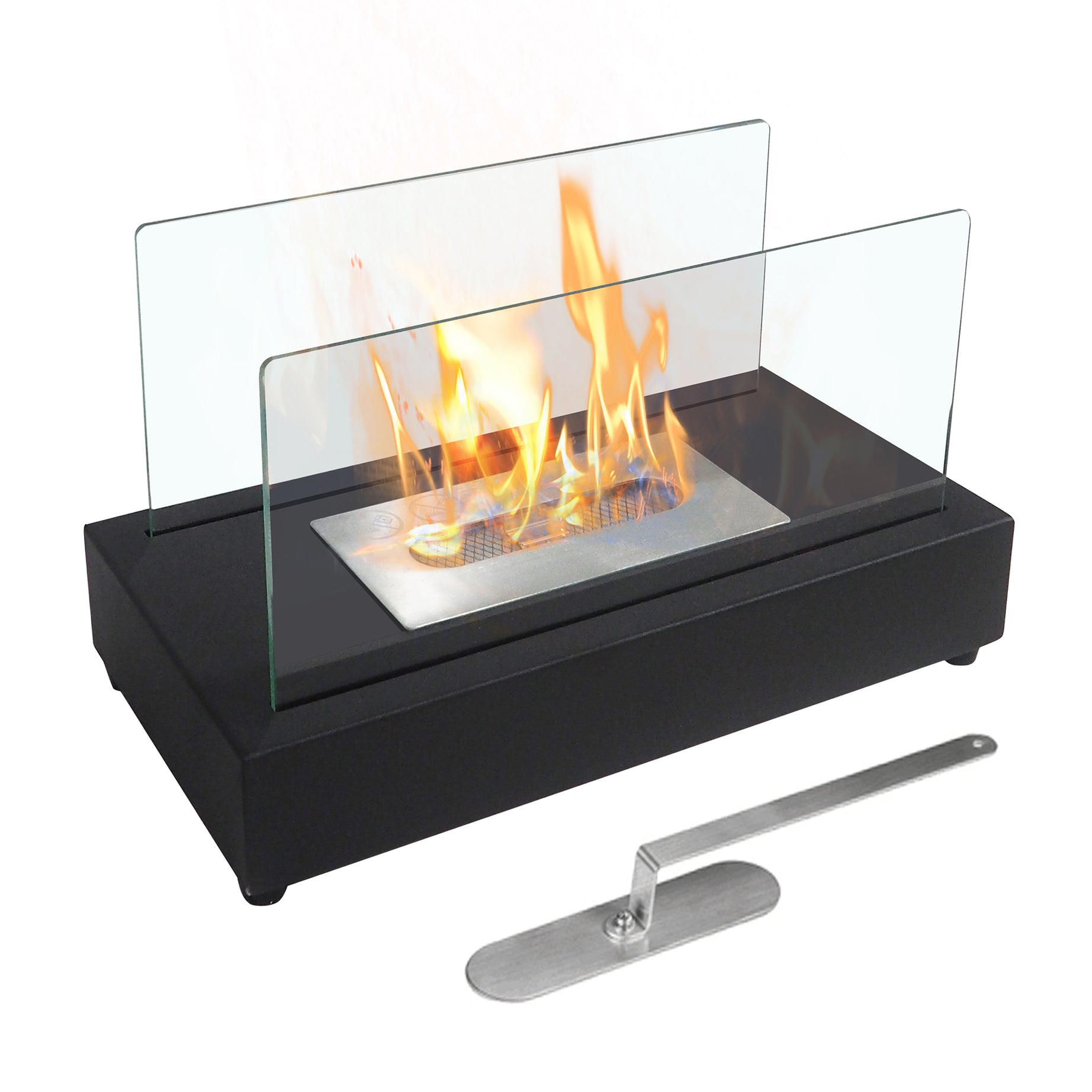 Rectangle Tabletop Bio Ethanol Fireplace Indoor Outdoor,Portable Table Top Fire Pit Fuel Bioethanol Burner Heater Black--1