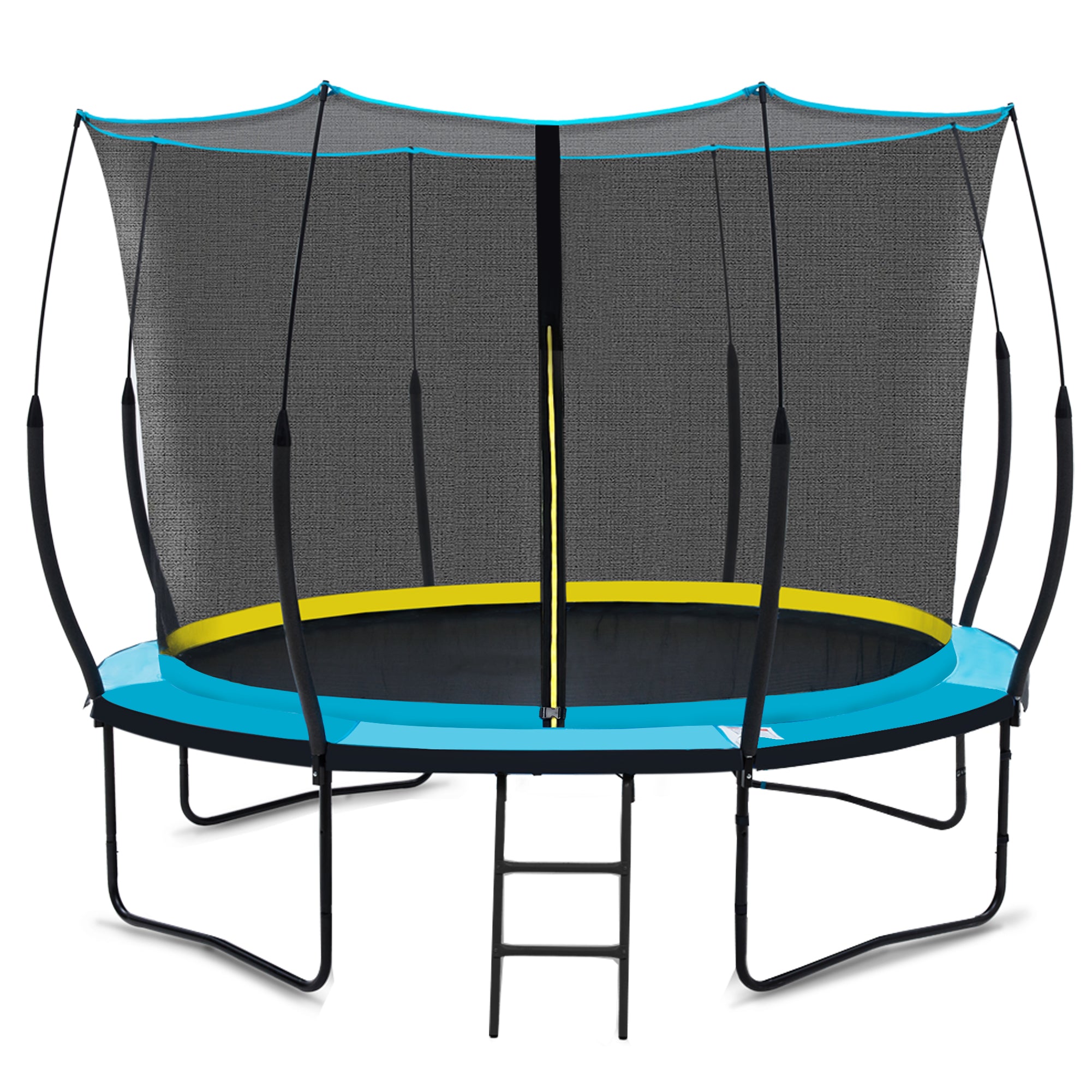 YC 10FT Recreational Trampolines with Enclosure for Kids and Adults with Patented Fiberglass Poles Pumpkin  - Blue--1