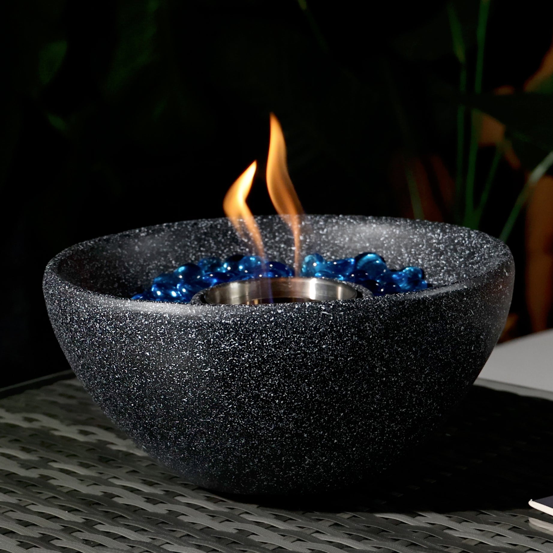 Tabletop Fire Pit Black, Table Top Fire Bowl Outdoor & Indoor Portable Ethanol Fireplace Alcohol Fire Pot--1