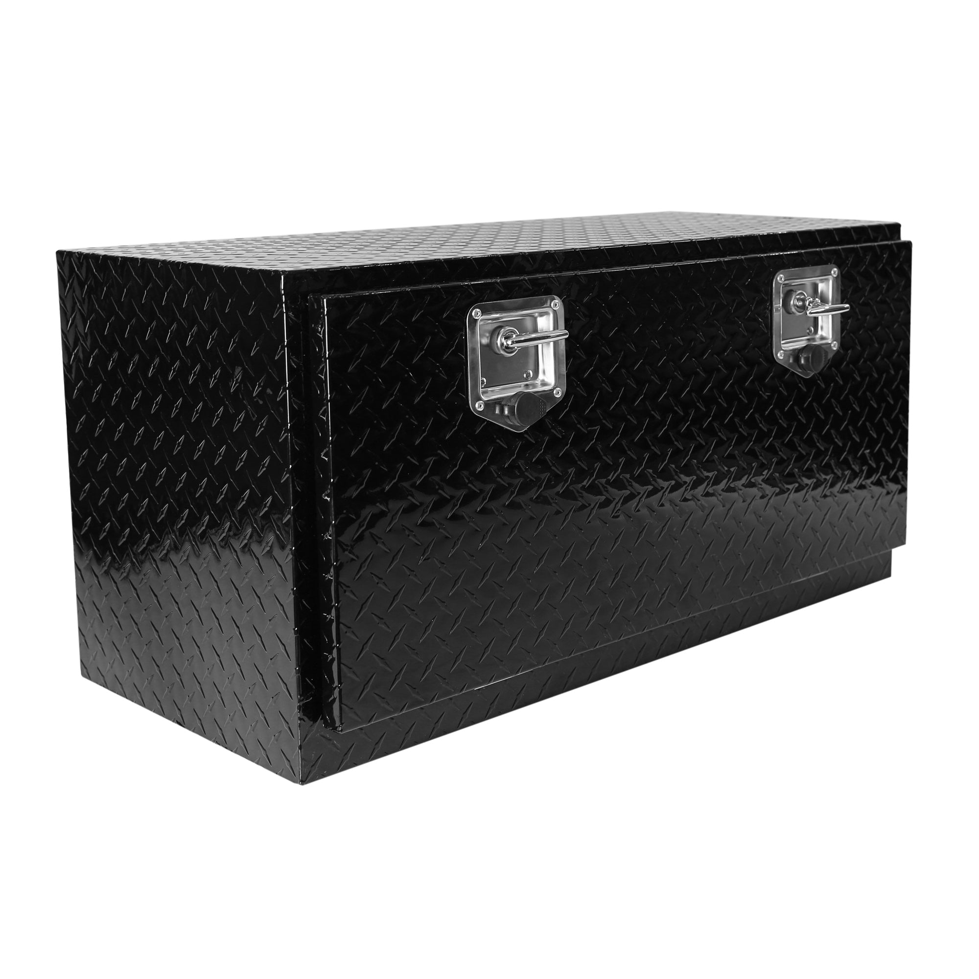 36 inch Heavy Duty Black Aluminum Tread Tool Box Truck Trailer Underbody Storage+Locks With T-Handle Latch Key 36"(36"×17.1"×17.9")--1