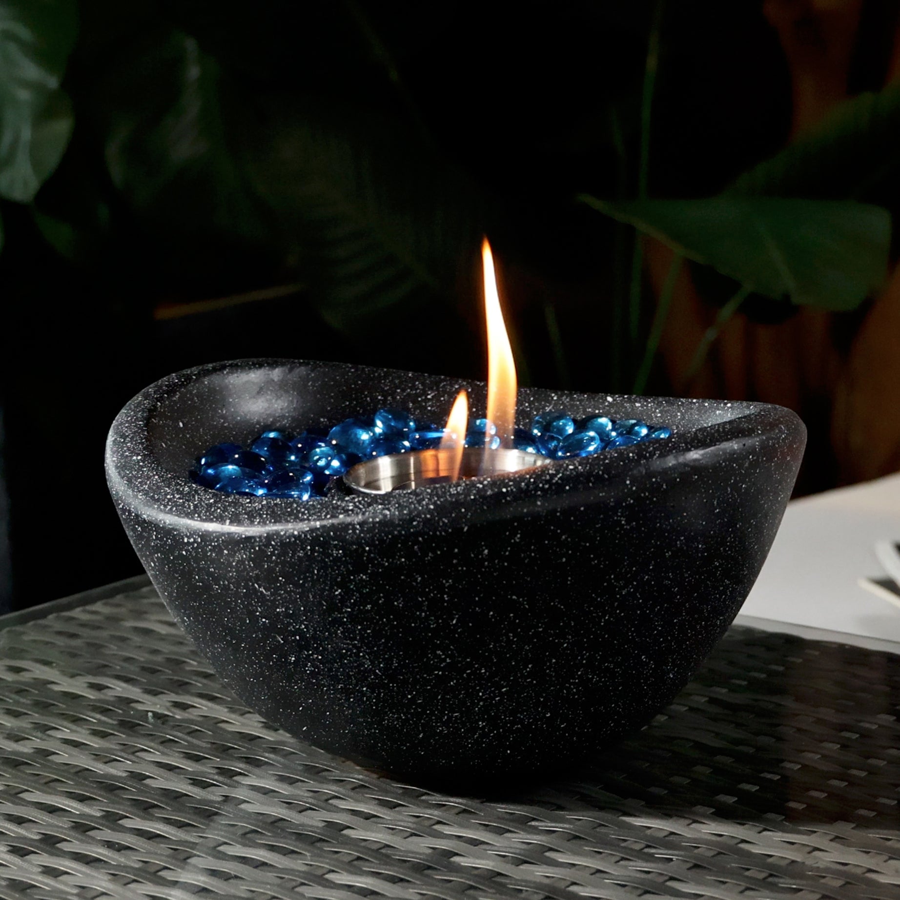 Tabletop Fire Pit Black, Outdoor & Indoor Fire Pit, Portable Concrete Fire Pit, Personal Ethanol Fireplace, Outdoor Table Top Fire Pit, Mini Fire Pit Smokeless Fire Bowl--1