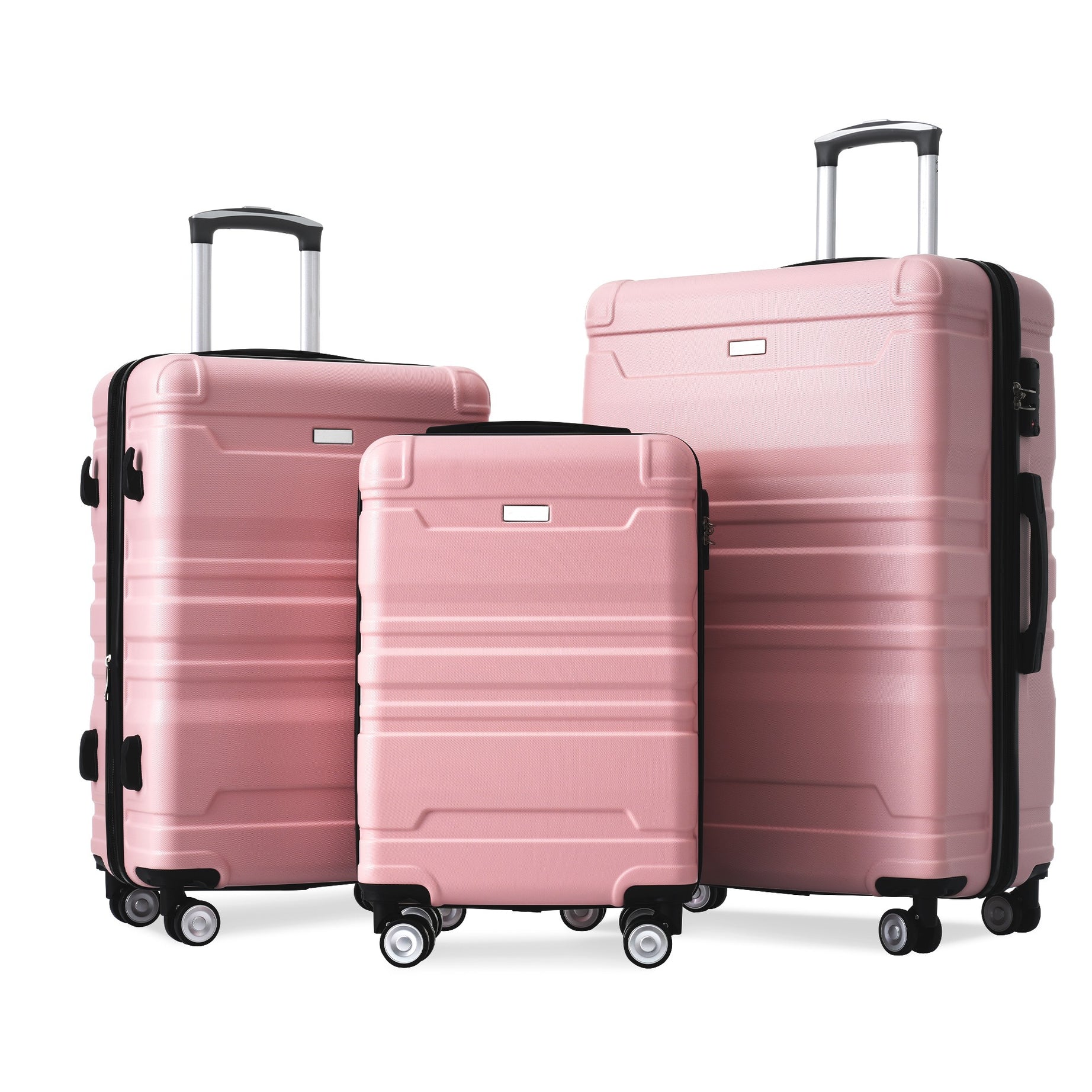 Luggage Sets New Model Expandable ABS Hardshell 3pcs Clearance Luggage Hardside Lightweight Durable Suitcase sets Spinner Wheels Suitcase with TSA Lock 20''24''28''(pink)--1