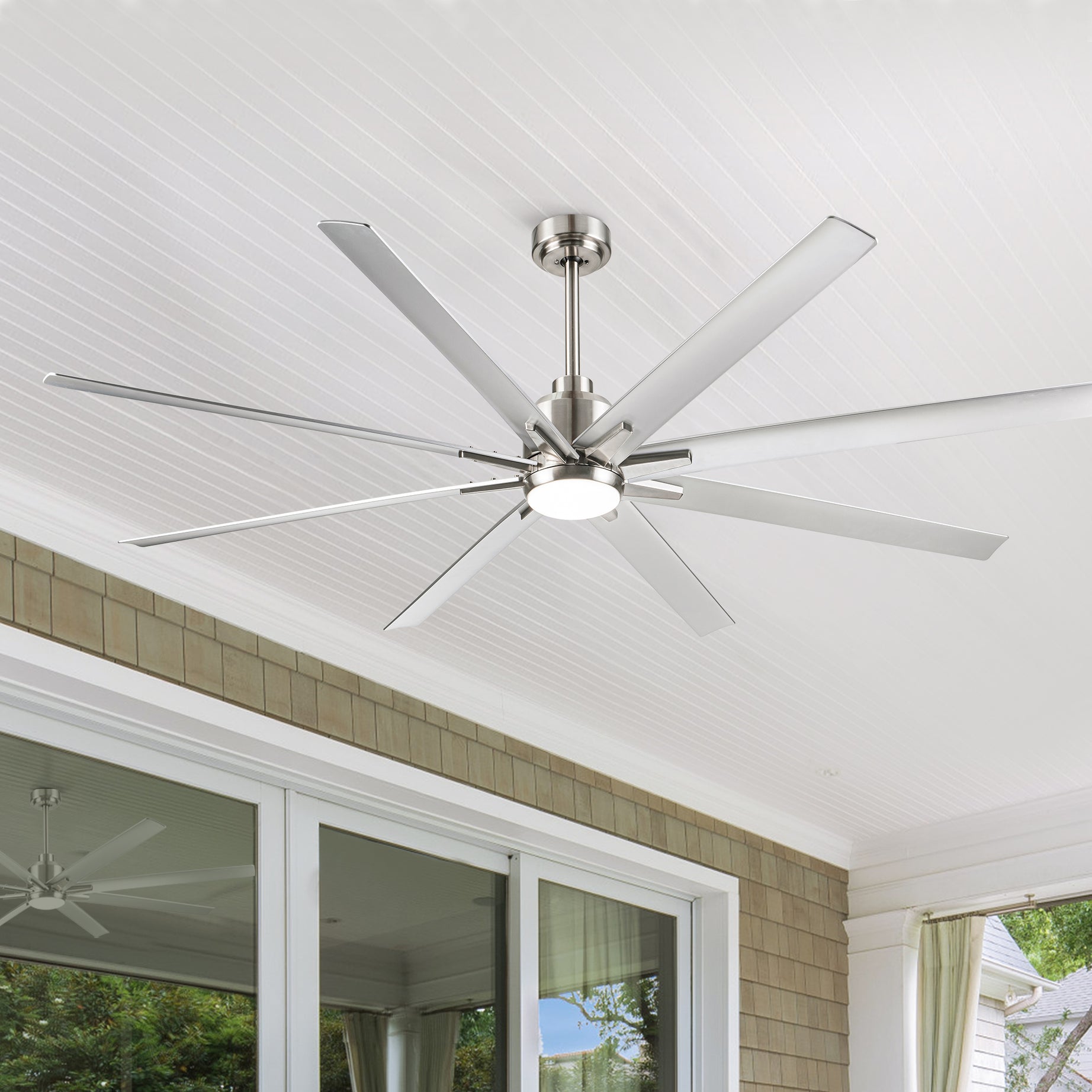 Smart 72" Integrated LED Ceiling Fan with Silver Blades in Brushed Nickel Finish--1