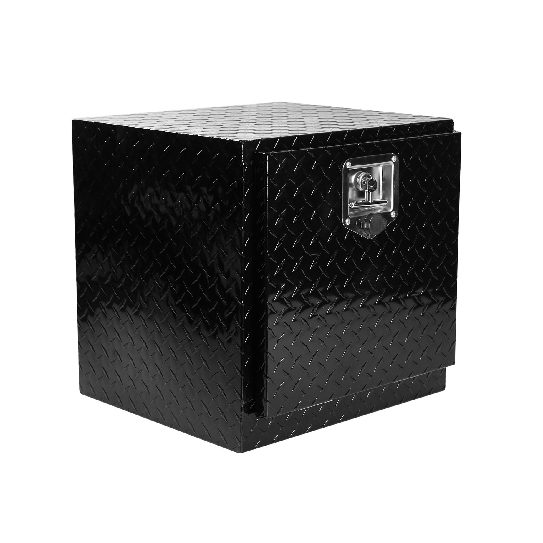 18 Inch Heavy Duty Aluminum Diamond Plate Tool Underbody Box, Waterproof Square Truck Storage Organizer Chest for Pick Up Truck Bed, RV Trailer with T-Handle Lock and Keys 18"(17.9"×17.1"×17.9")--1