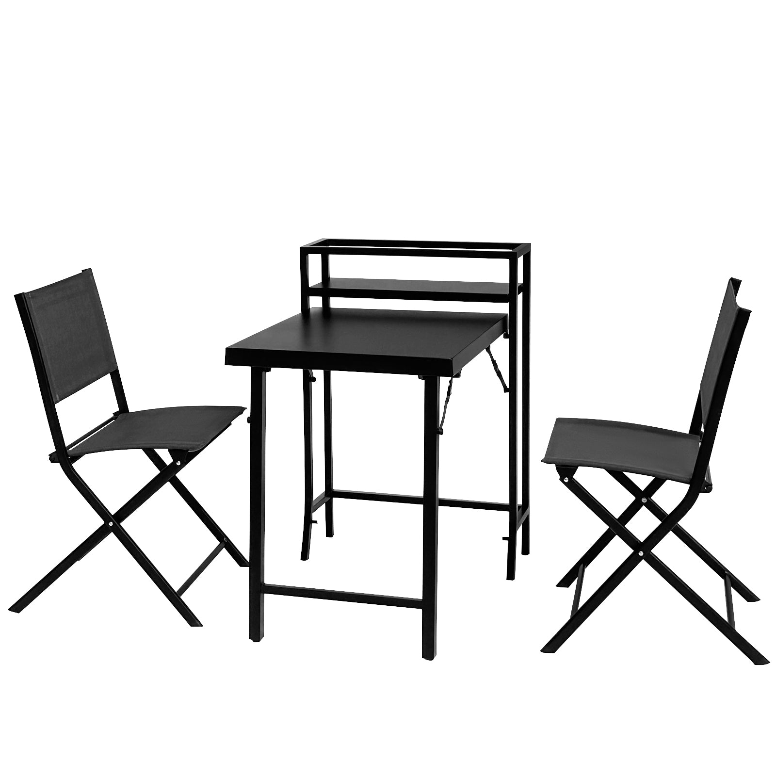 3PCS Patio Bistro Set, Patio Set of Foldable Patio Table and Chairs,Outdoor Patio Furniture Sets,Black--1