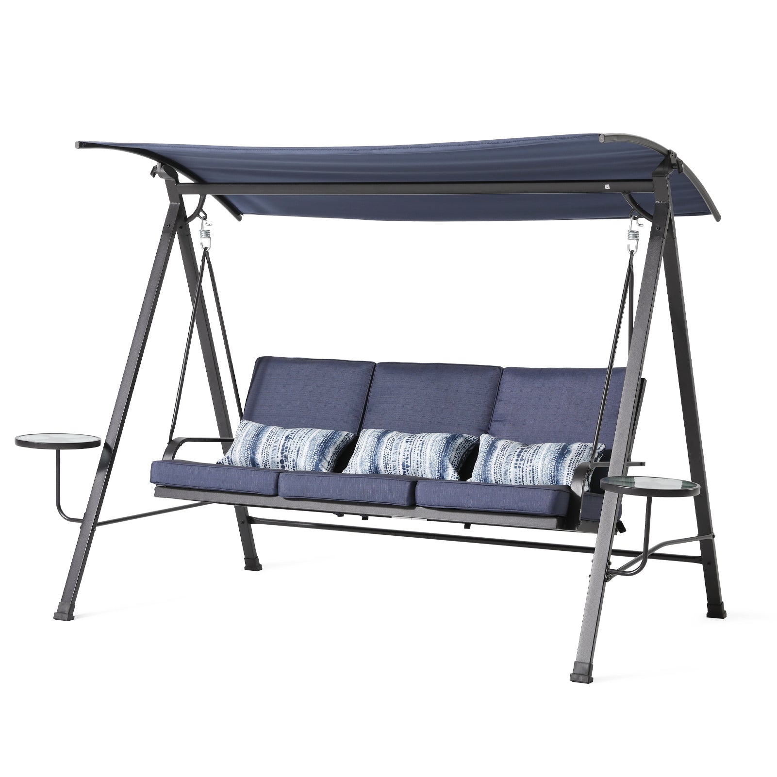 Steel 3-seater Swing Porch Swing with Canopy--1