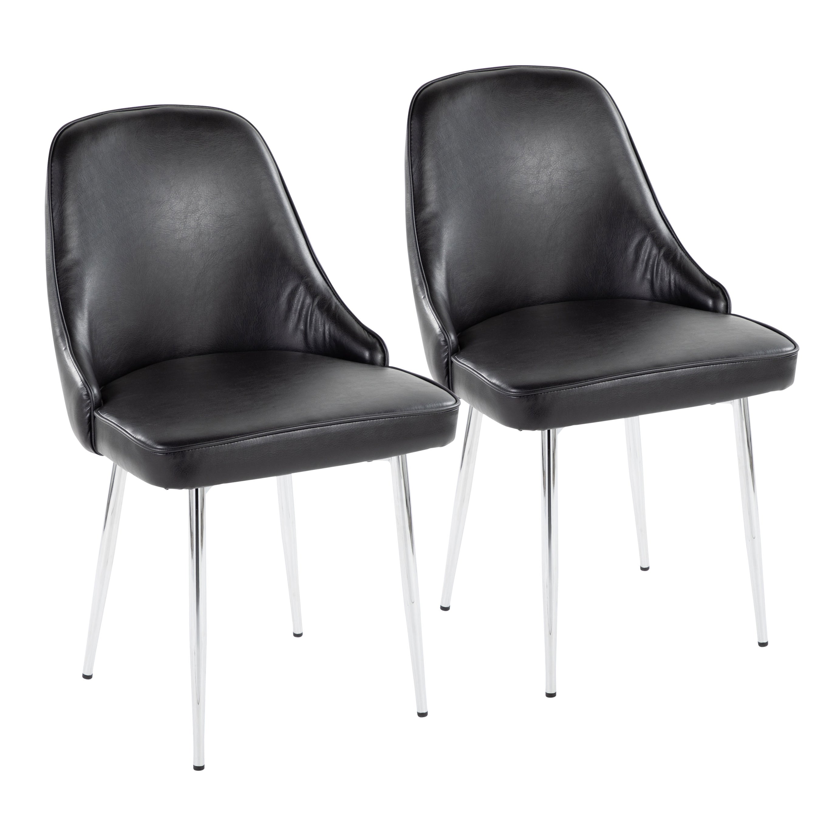 Marcel Contemporary Dining Chair with Chrome Frame and Black Faux Leather by LumiSource - Set of 2--1