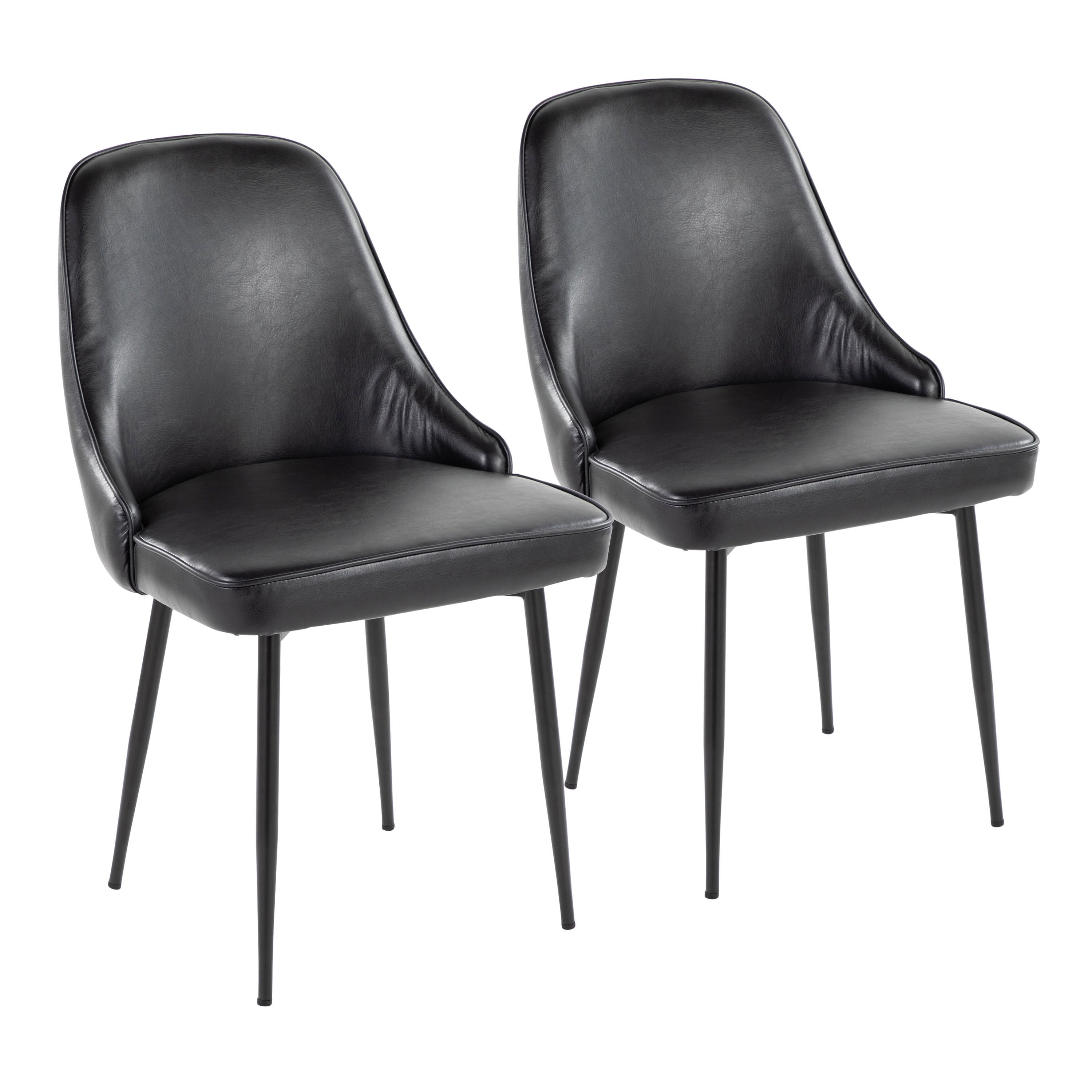 Marcel Contemporary Dining Chair with Black Frame and Black Faux Leather by LumiSource - Set of 2--1