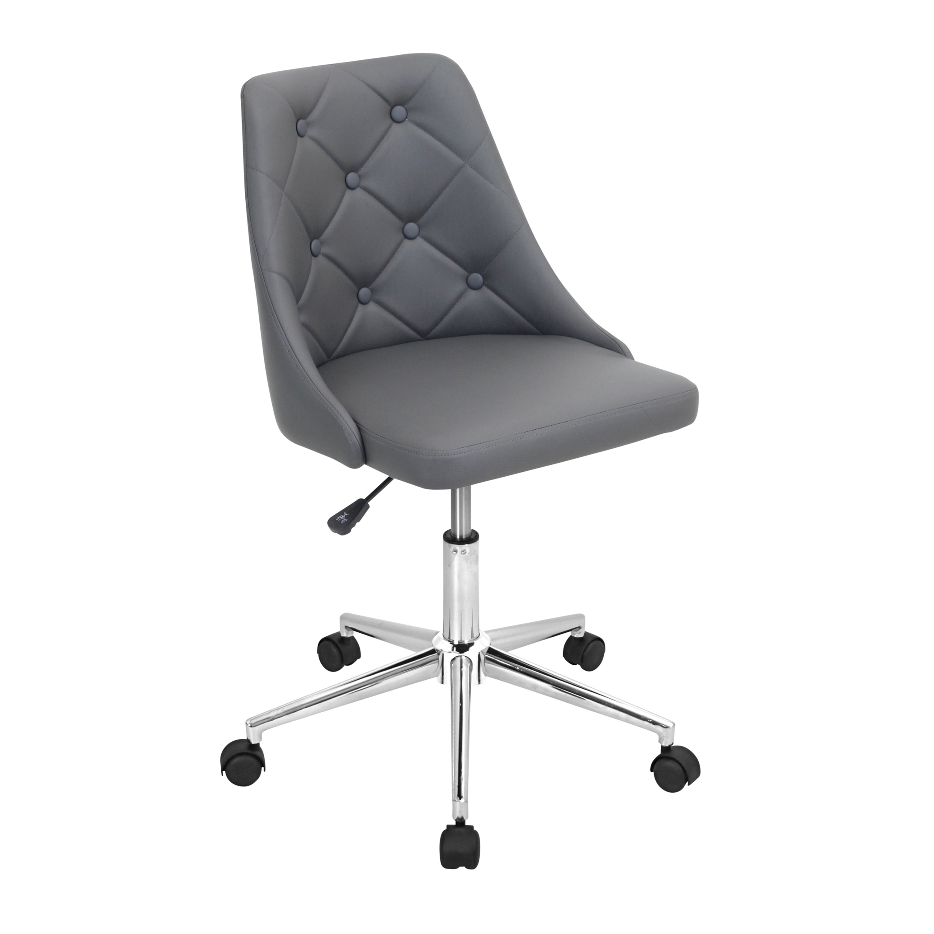 Marche Contemporary Adjustable Office Chair with Swivel in Grey Faux Leather by LumiSource--1