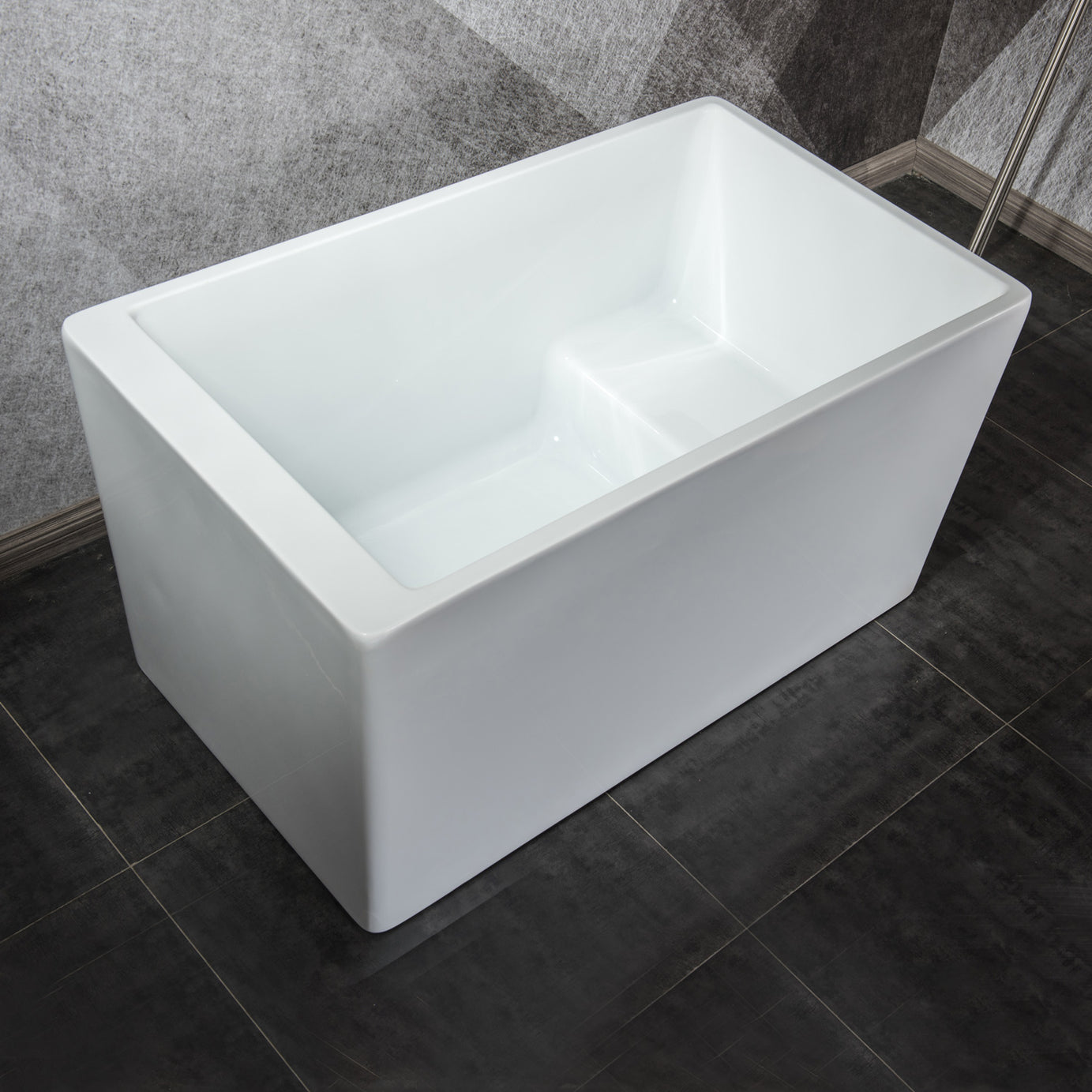 Freestanding Acrylic Flatbottom  Soaking Tub  Bathtub in White--1