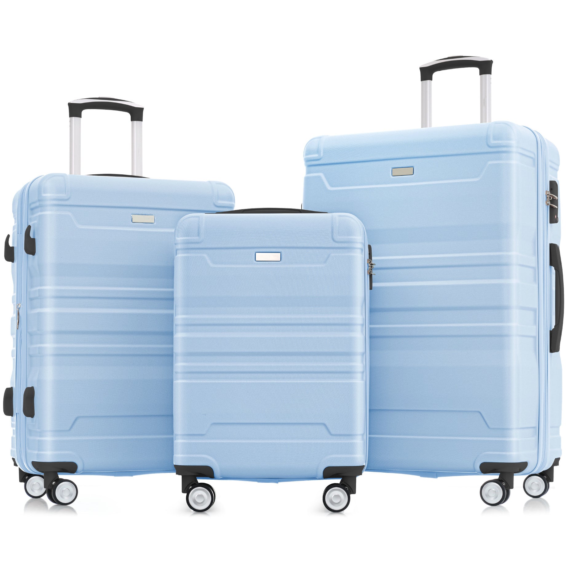 Luggage Sets New Model Expandable ABS Hardshell 3pcs Clearance Luggage Hardside Lightweight Durable Suitcase sets Spinner Wheels Suitcase with TSA Lock 20''24''28''( baby blue)--1