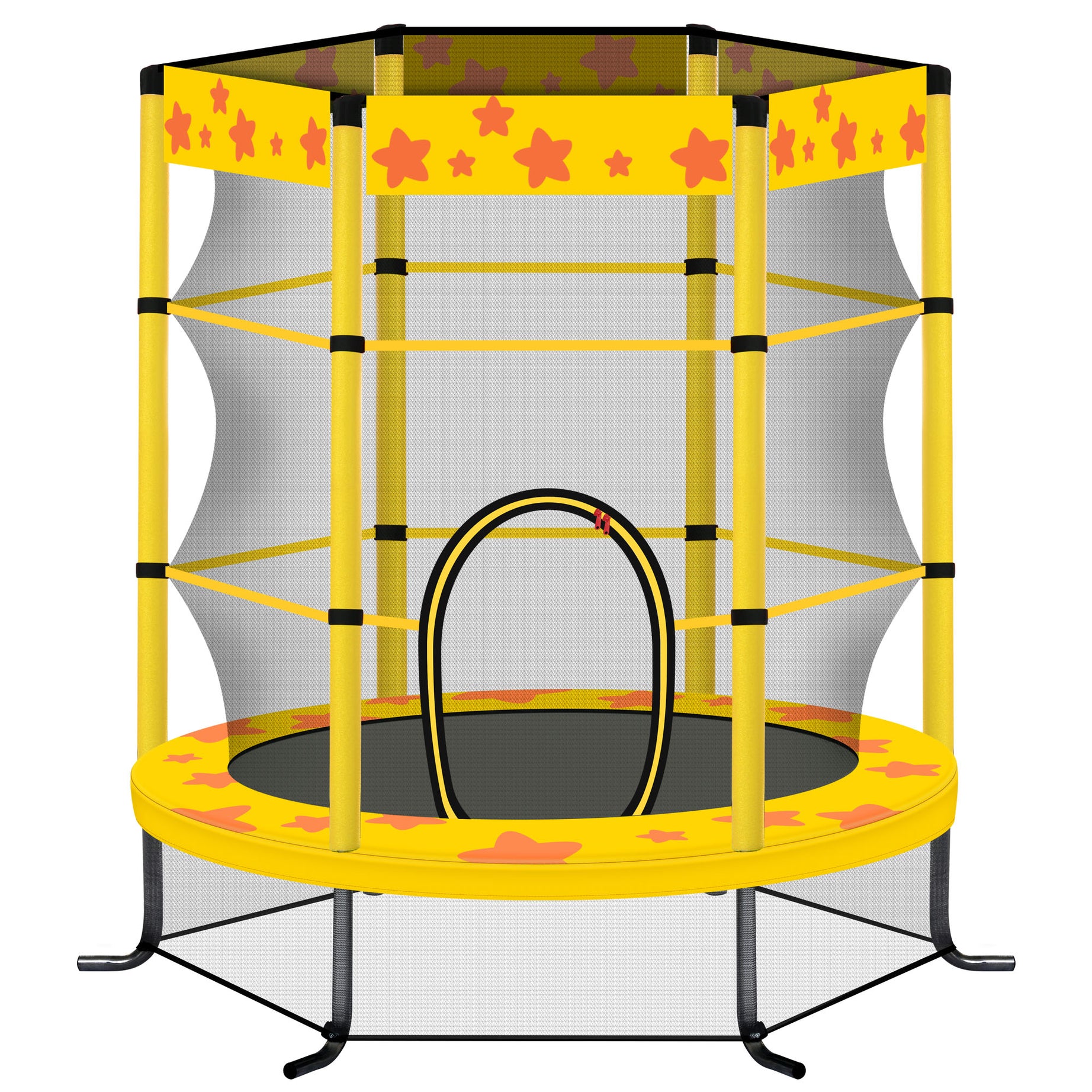 55 Inch Kids Trampoline with Safety Enclosure Net, 4.5FT Outdoor Indoor Trampoline for Kids (Yellow)--1