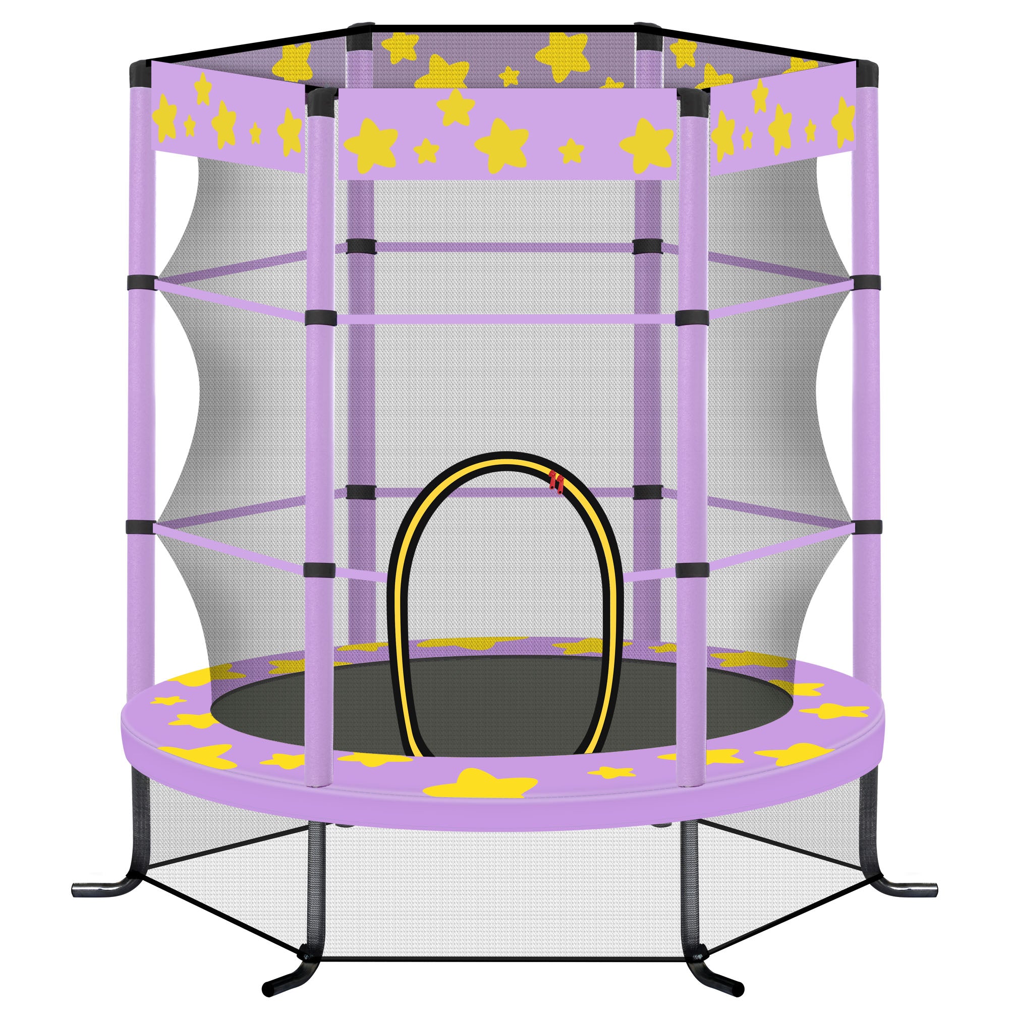 55 Inch Kids Trampoline with Safety Enclosure Net, 4.5FT Outdoor Indoor Trampoline for Kids (Purple)--1