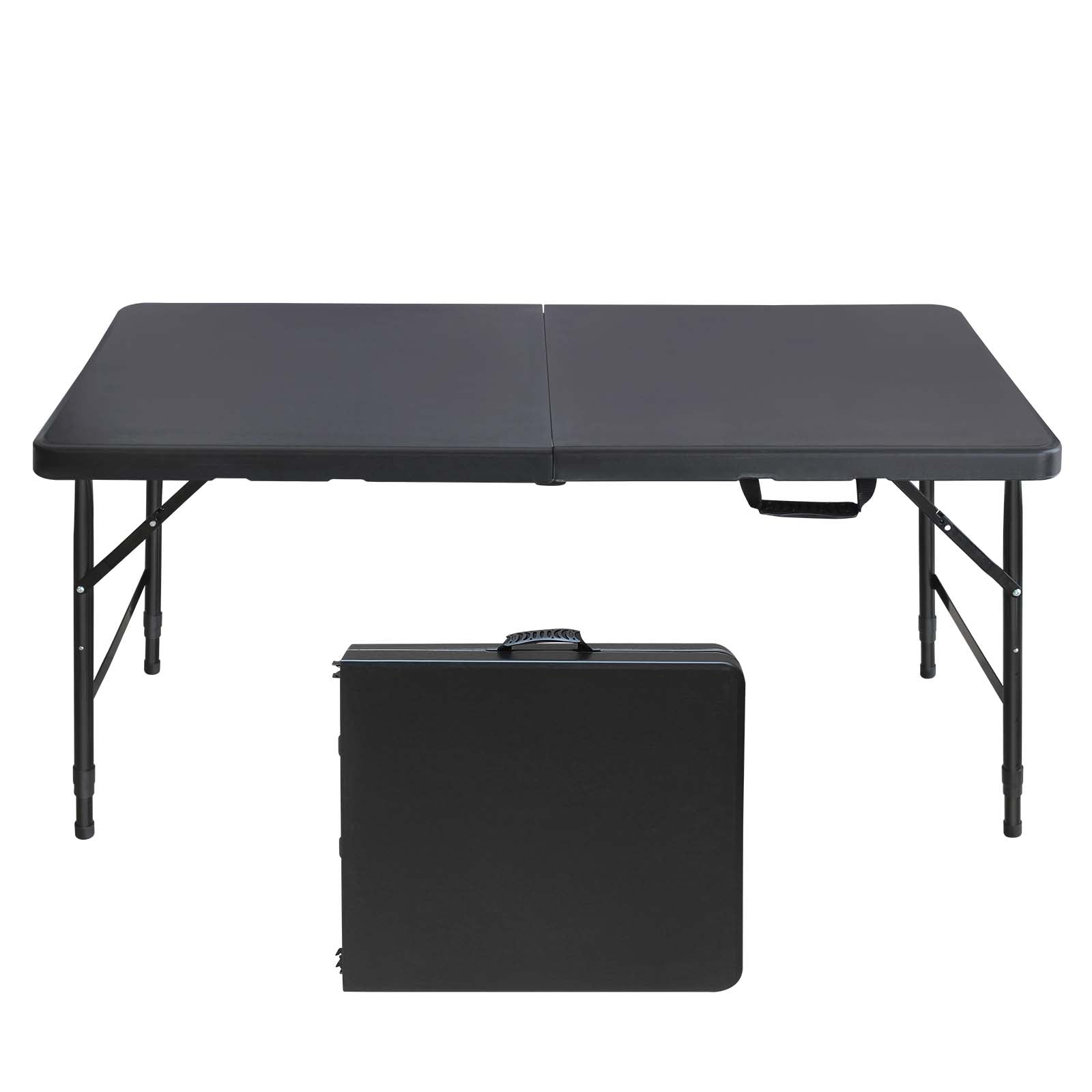 4ft Portable Folding Table Indoor&Outdoor Maximum Weight 135KG Foldable Table for Camping Black--1