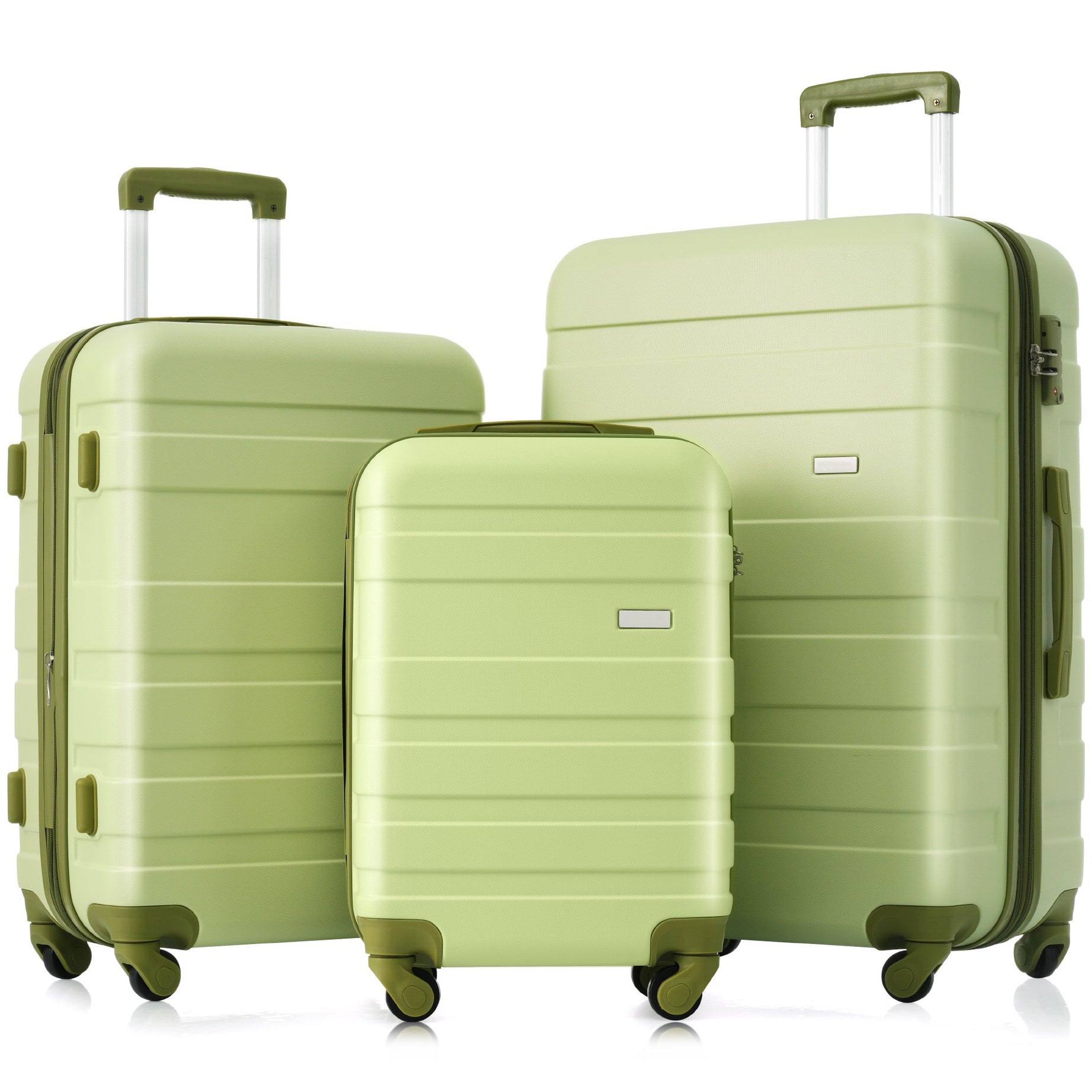 Luggage Sets New Model Expandable ABS Hardshell 3pcs Clearance Luggage Hardside Lightweight Durable Suitcase sets Spinner Wheels Suitcase with TSA Lock 20''24''28''( Light Green)--1