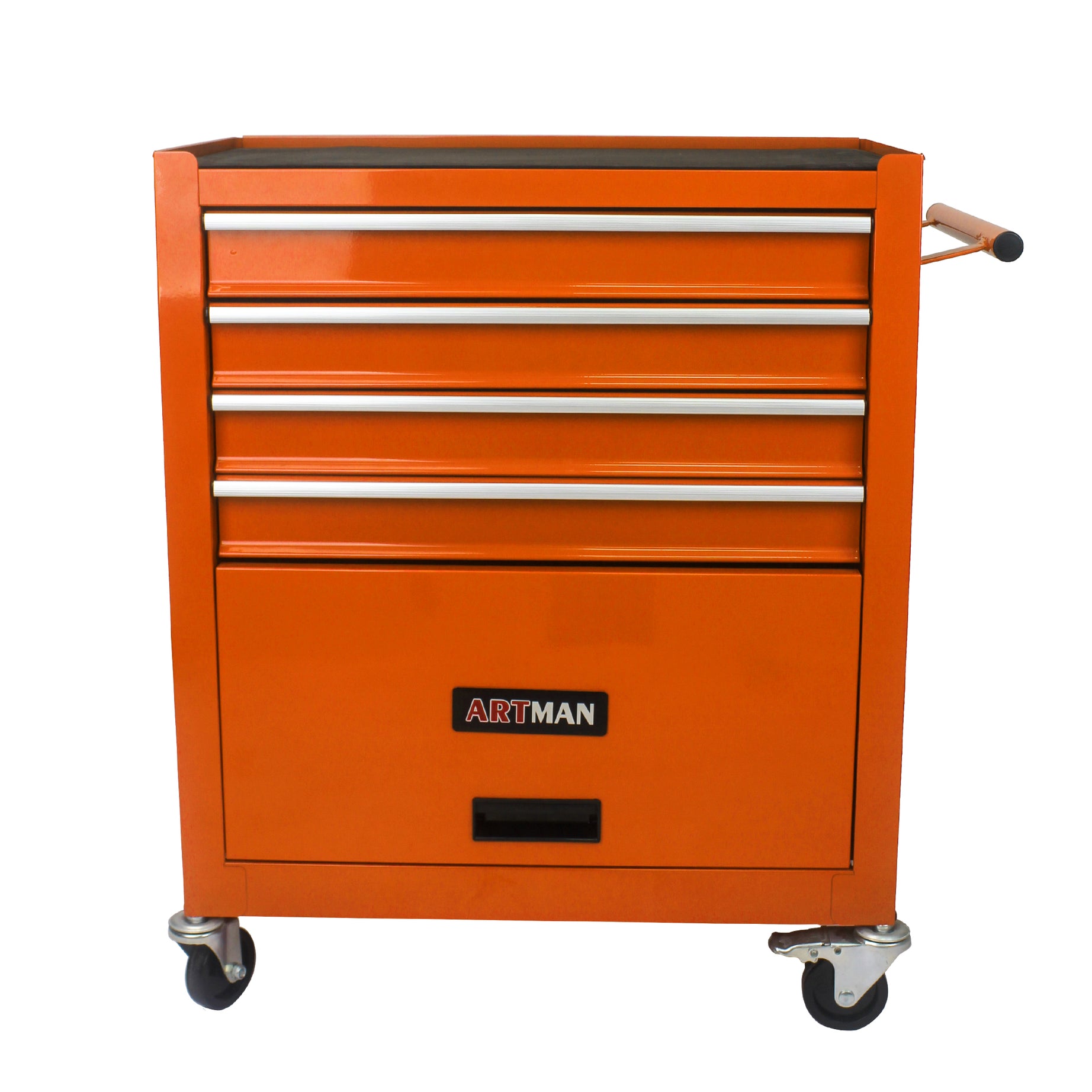 4 DRAWERS MULTIFUNCTIONAL TOOL CART WITH WHEELS-ORANGE--1