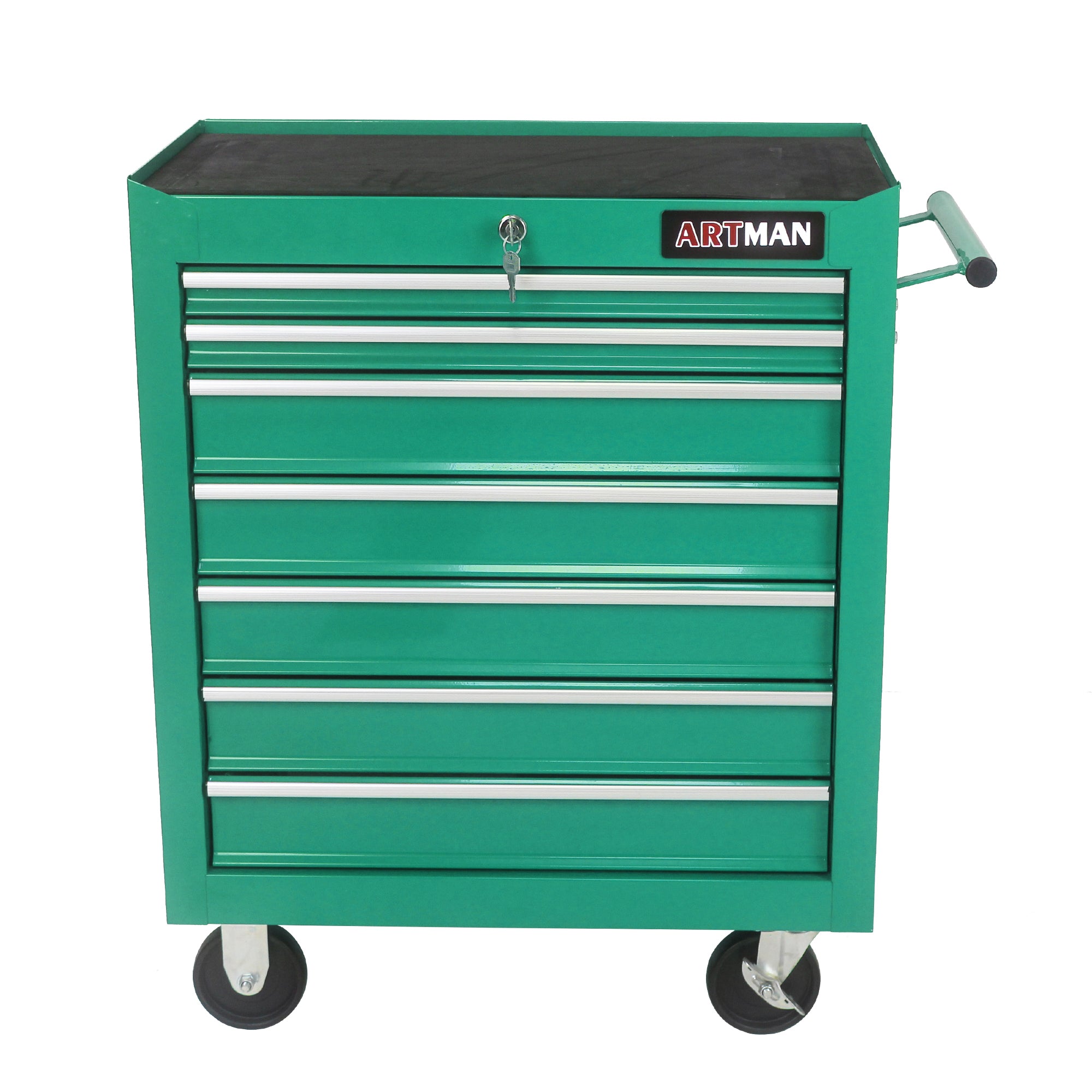 7 DRAWERS MULTIFUNCTIONAL TOOL CART WITH WHEELS-GREEN--1