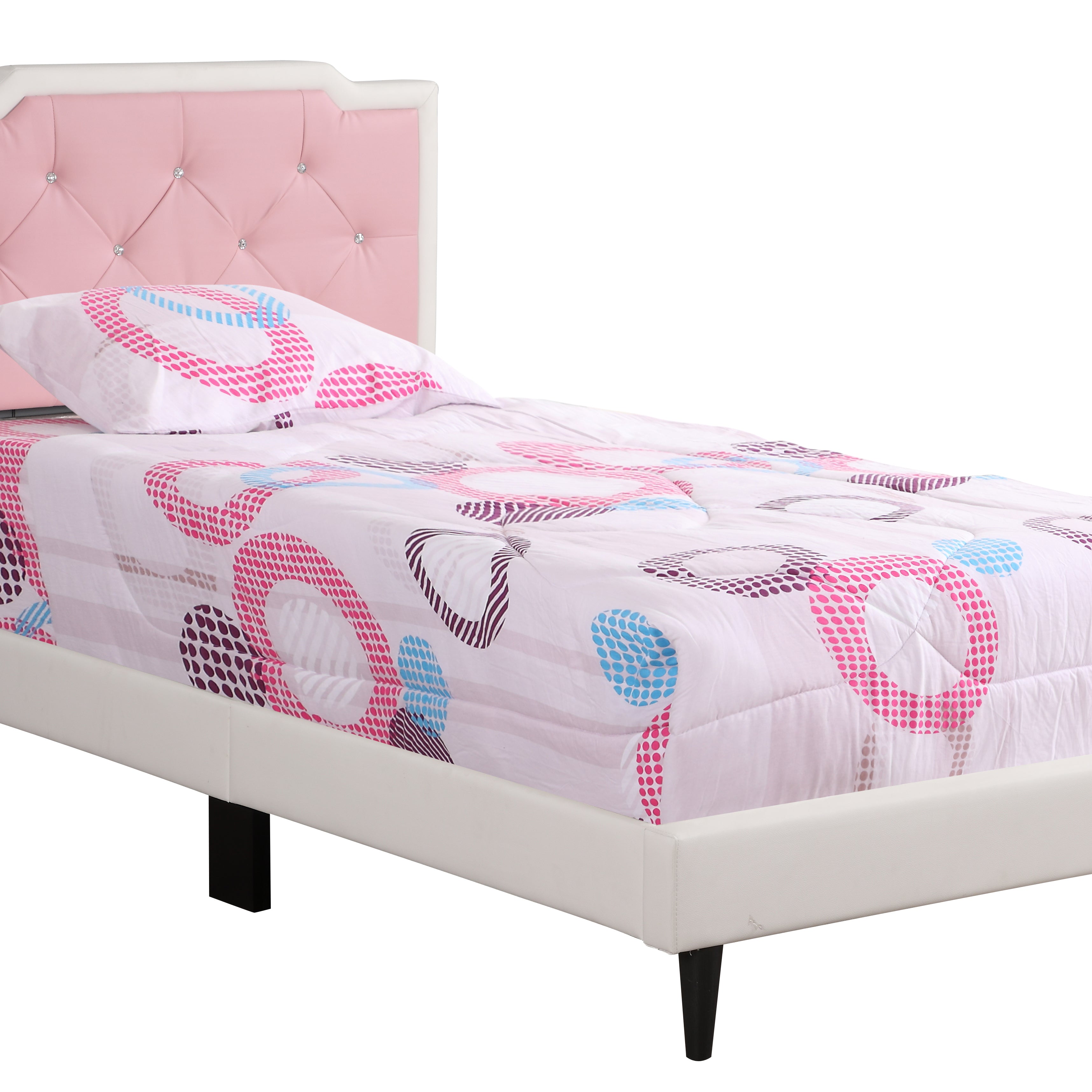 Glory Furniture Deb G1122-TB-UP Twin Bed- All in One Box , White and Pink--1