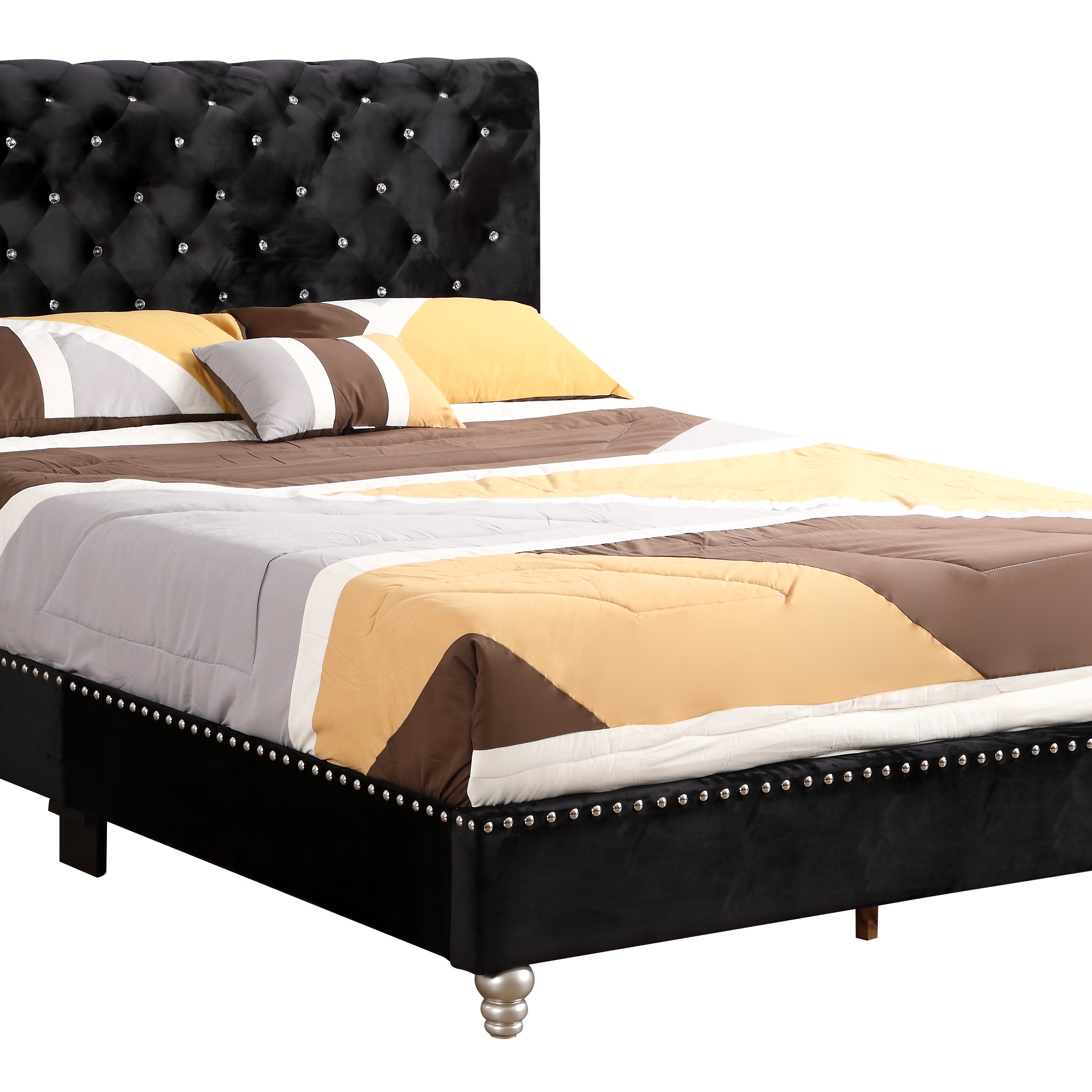 Glory Furniture Maxx G1942-KB-UP Tufted Upholstered Bed , BLACK--1