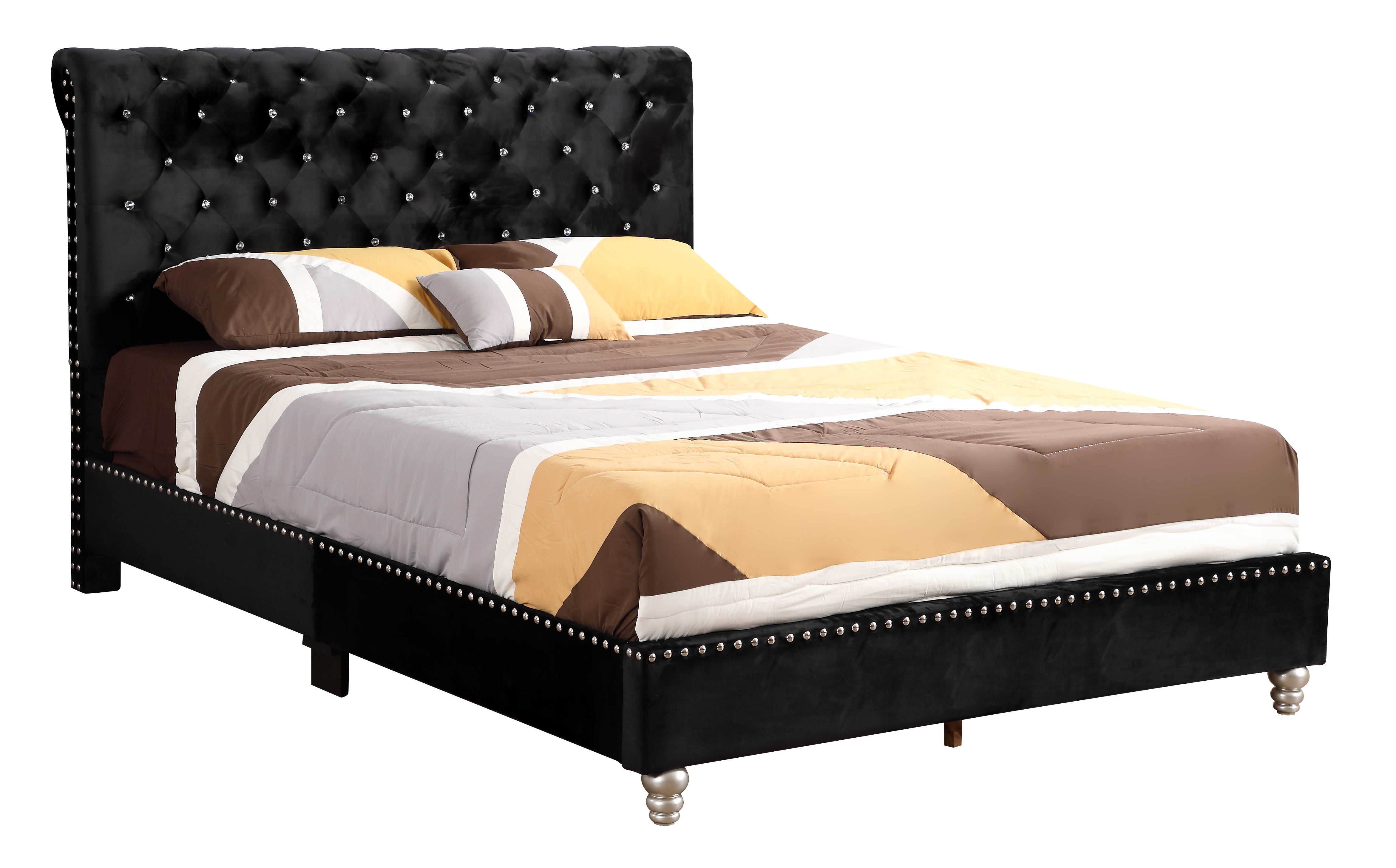 Glory Furniture Maxx G1942-FB-UP Tufted Upholstered Bed , BLACK--1