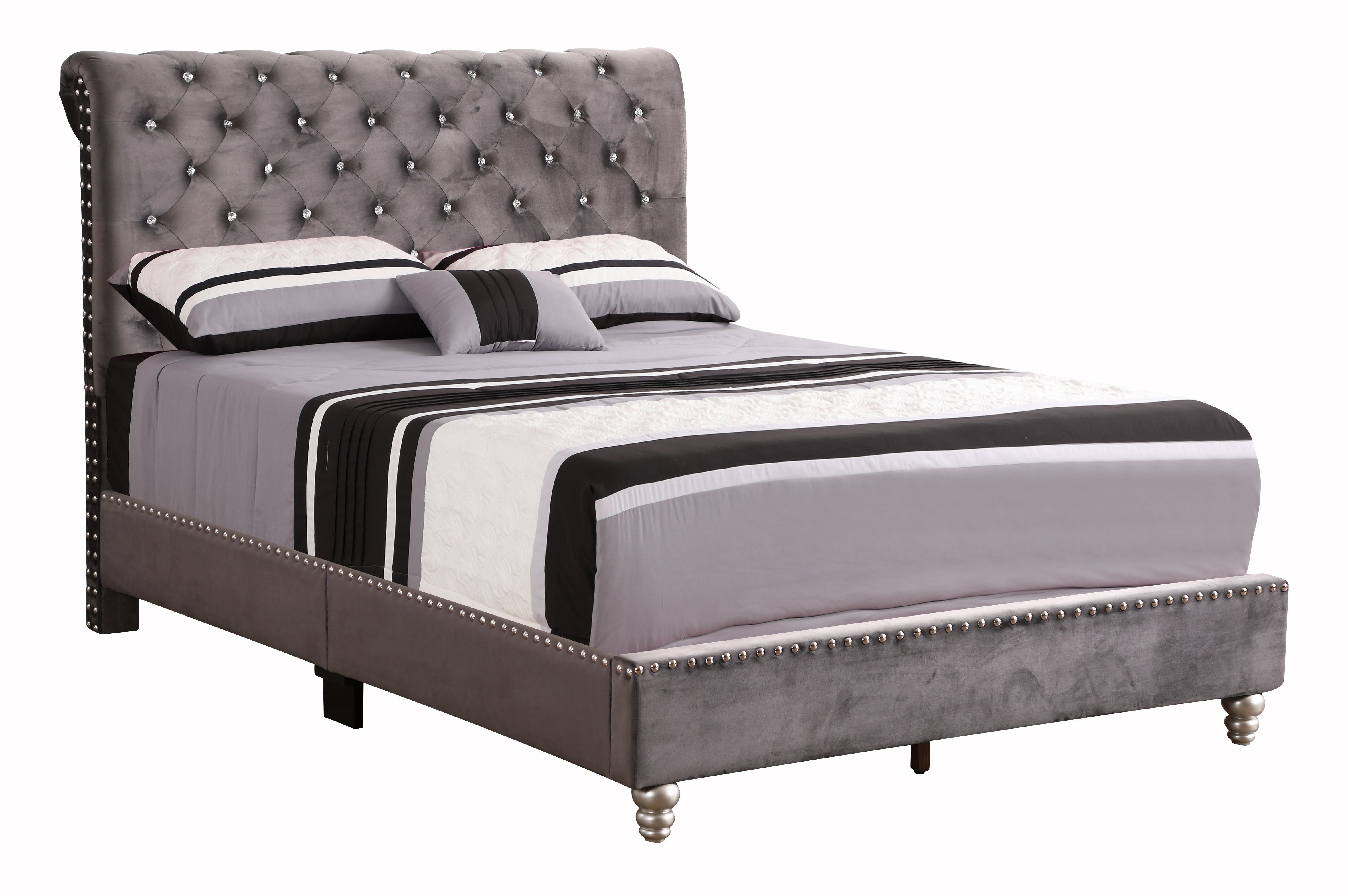 Glory Furniture Maxx G1940-FB-UP Tufted Upholstered Bed , GRAY--1