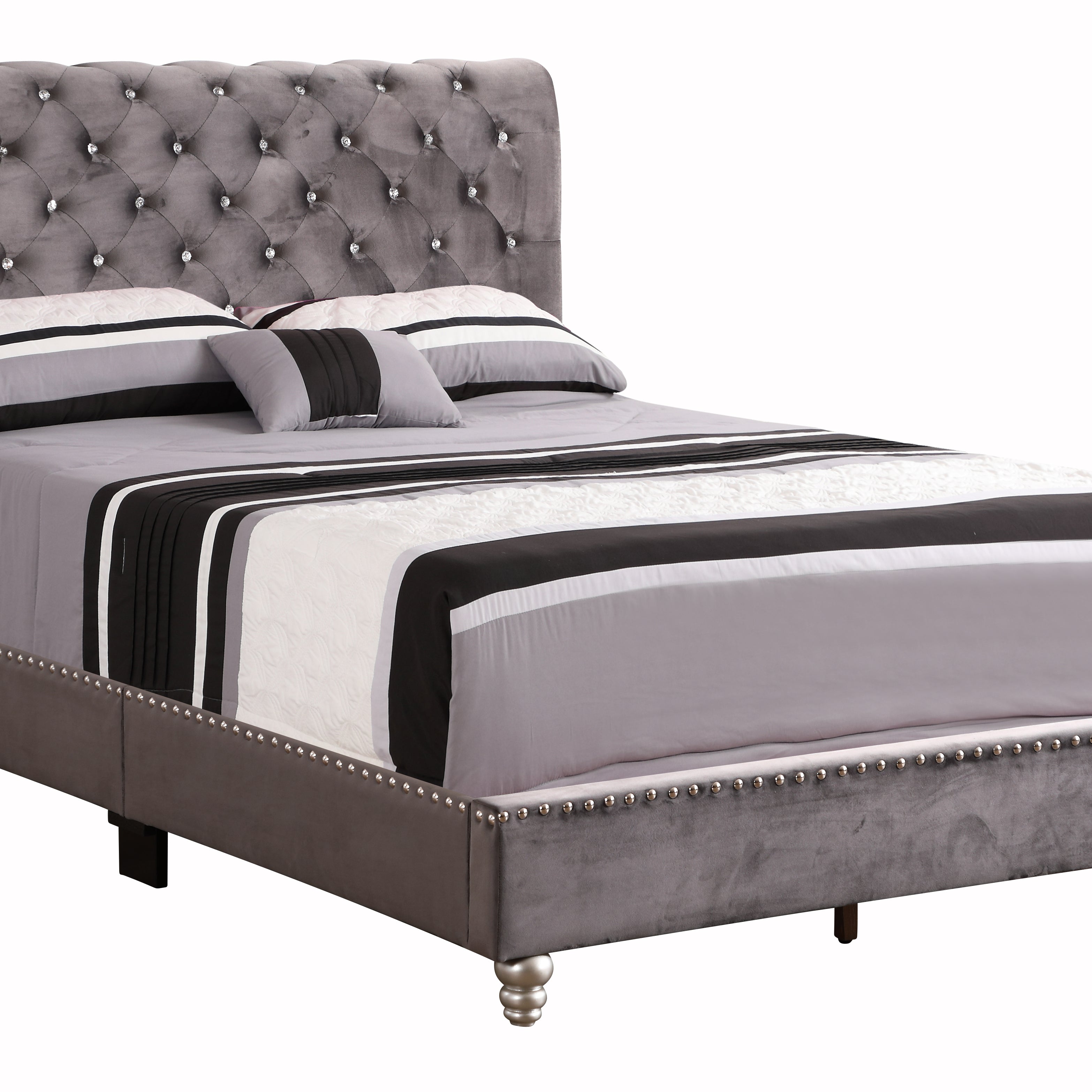 Glory Furniture Maxx G1940-QB-UP Tufted Upholstered Bed , GRAY--1