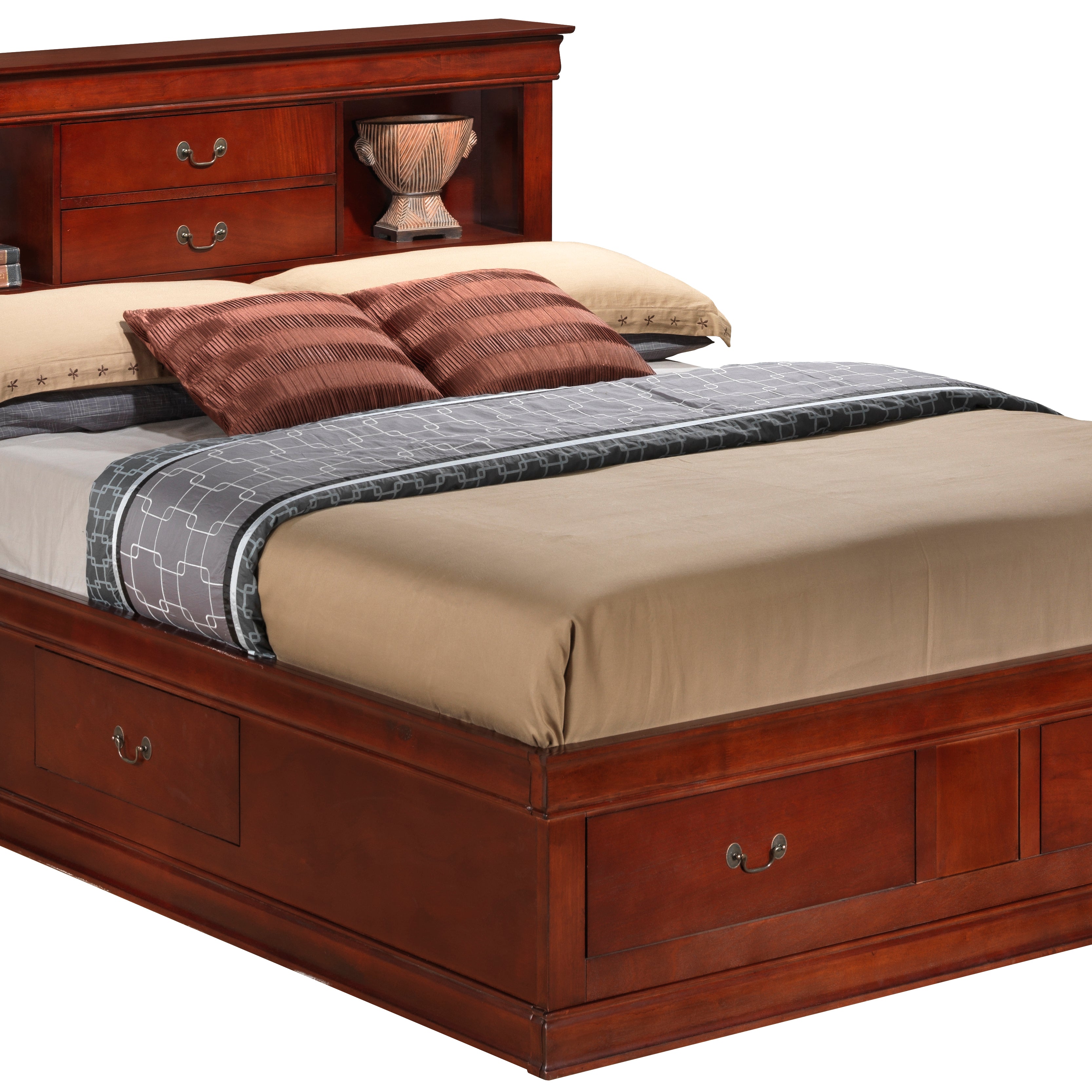 Glory Furniture Louis Phillipe G3100B-KSB King Storage Bed , Cherry--1