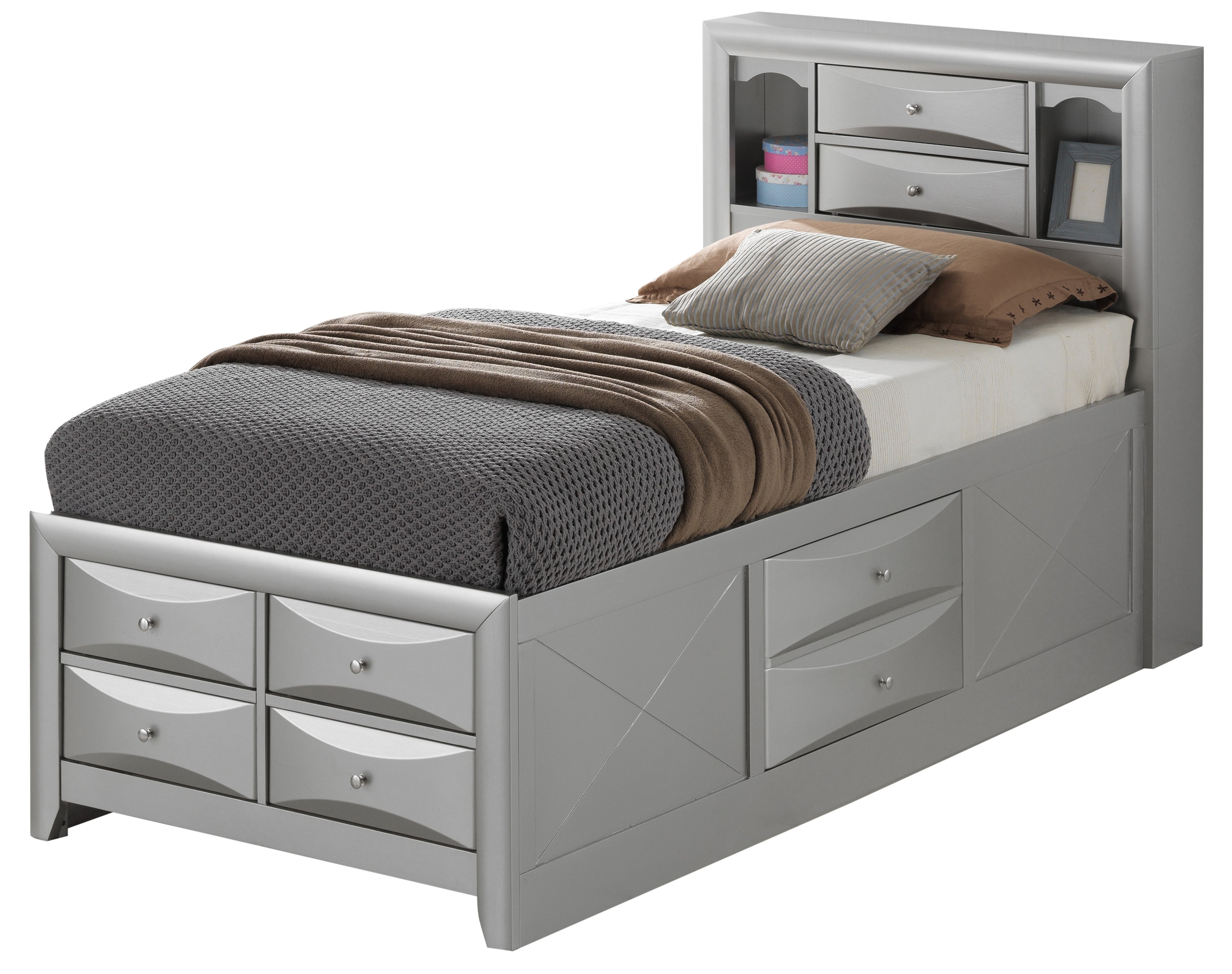 Glory Furniture Marilla G1503G-TSB3 Twin Storage Bed , Silver Champagne--1