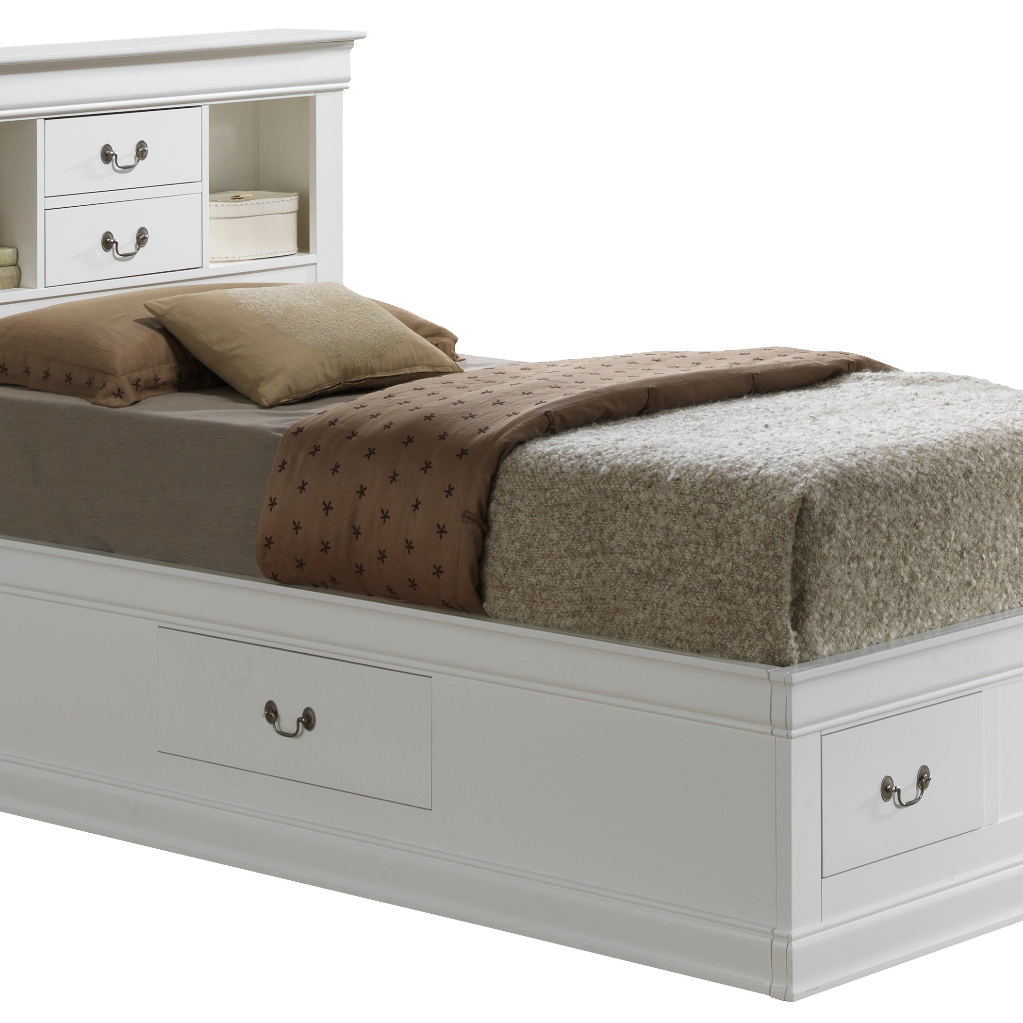 Glory Furniture Louis Phillipe G3190B-TSB Twin Storage Bed , White--1