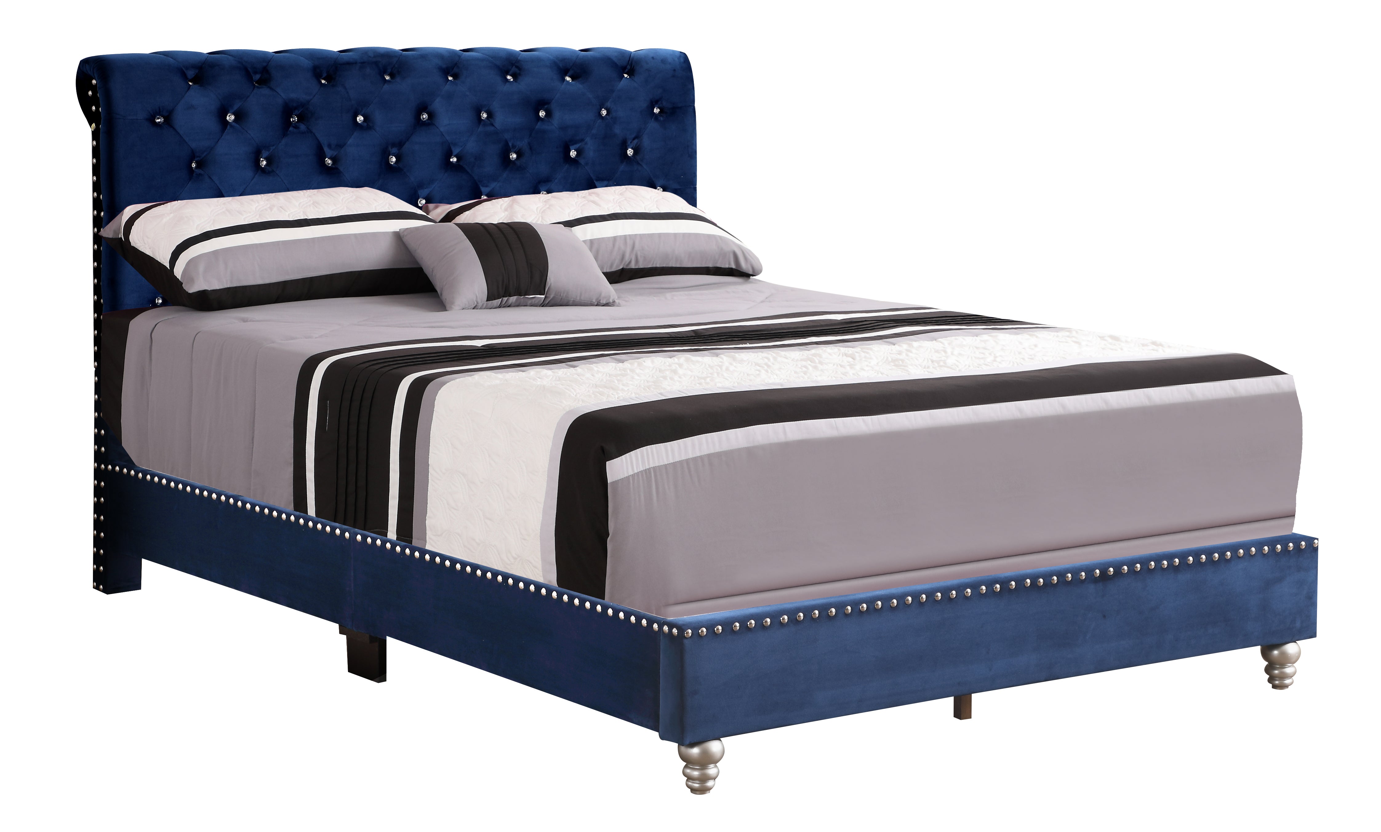 Glory Furniture Maxx G1943-FB-UP Tufted Upholstered Bed , NAVY BLUE--1