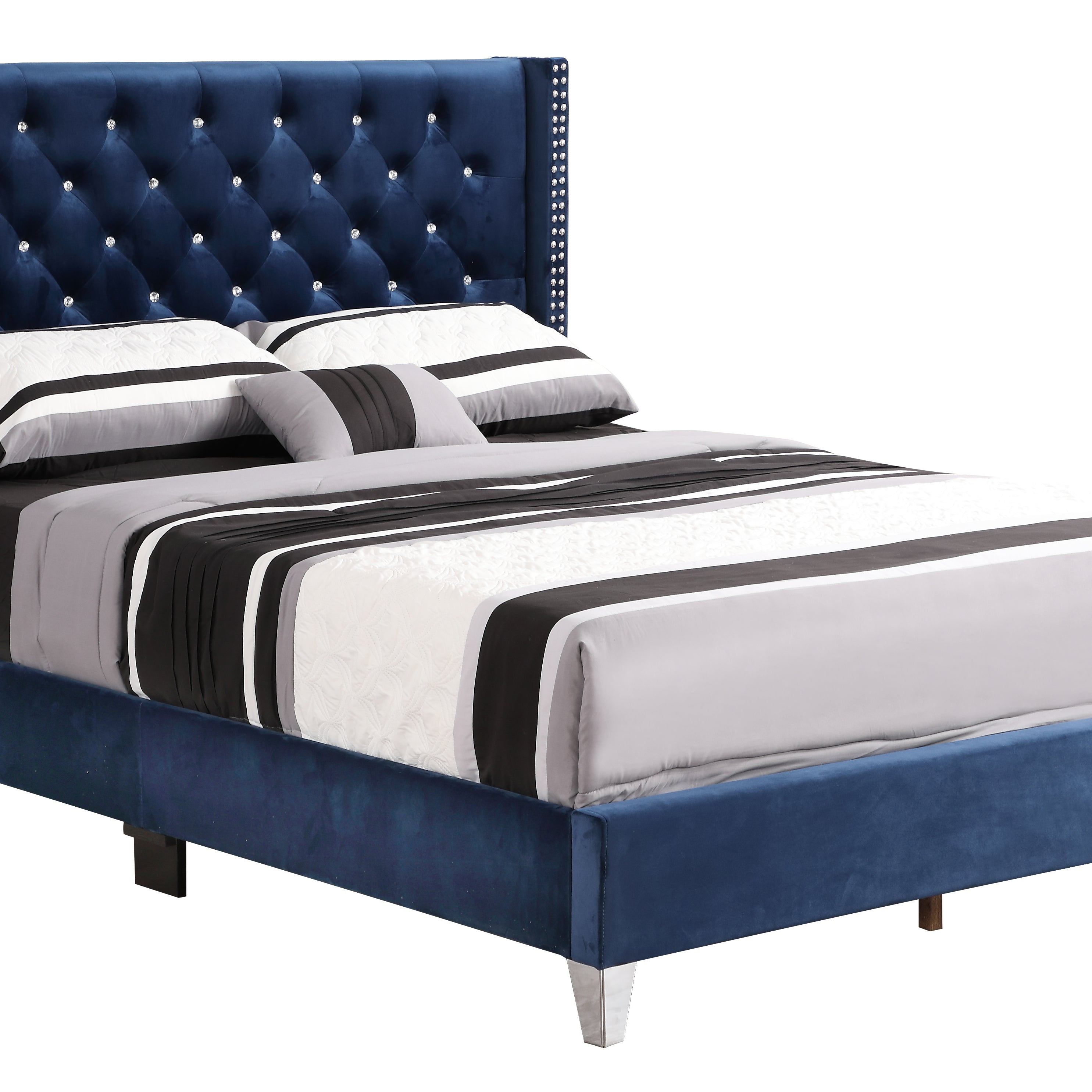 Glory Furniture Julie G1924-KB-UP King Upholstered Bed , NAVY BLUE--1