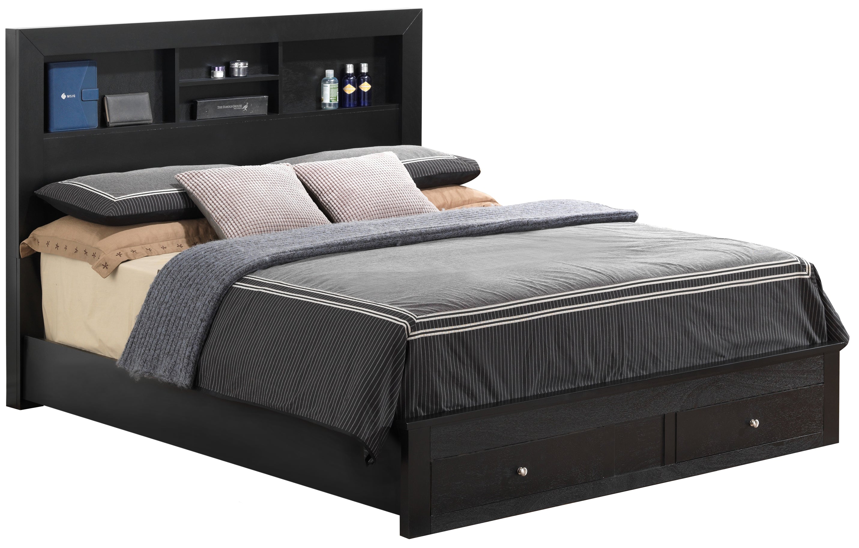 Glory Furniture Burlington G2450D-KSB2 King Storage Bed  ( 4 Boxes) , Black--1