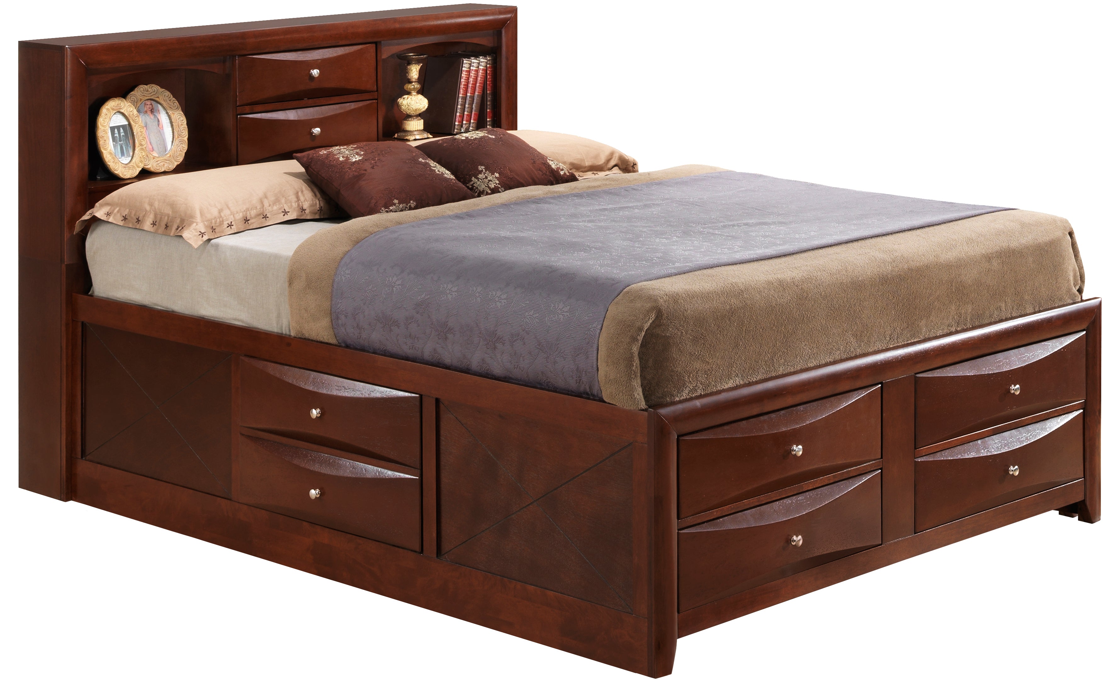 Glory Furniture Marilla G1550G-QSB3 Queen Storage Bed , Cherry--1