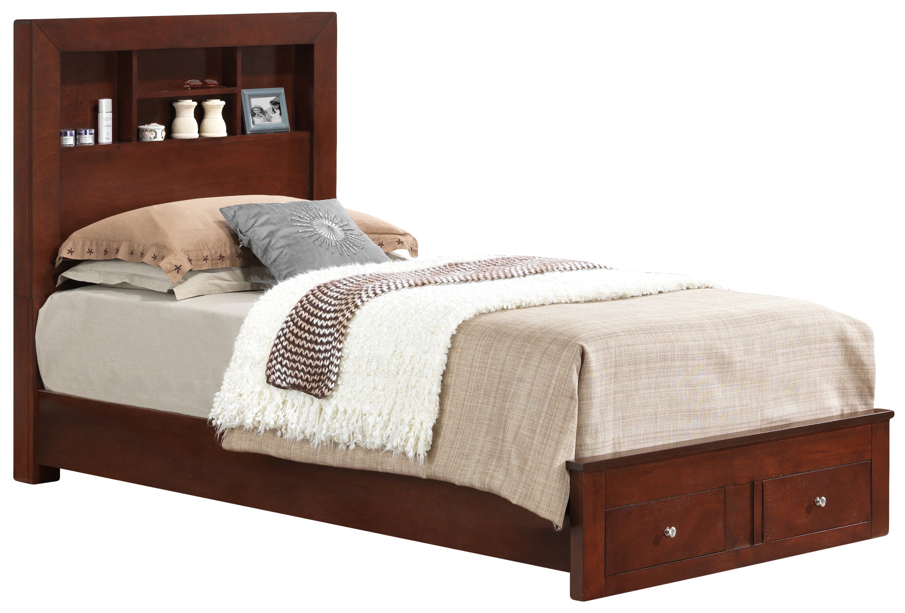 Glory Furniture Burlington G2400D-TSB2 Twin Storage Bed , Cherry--1