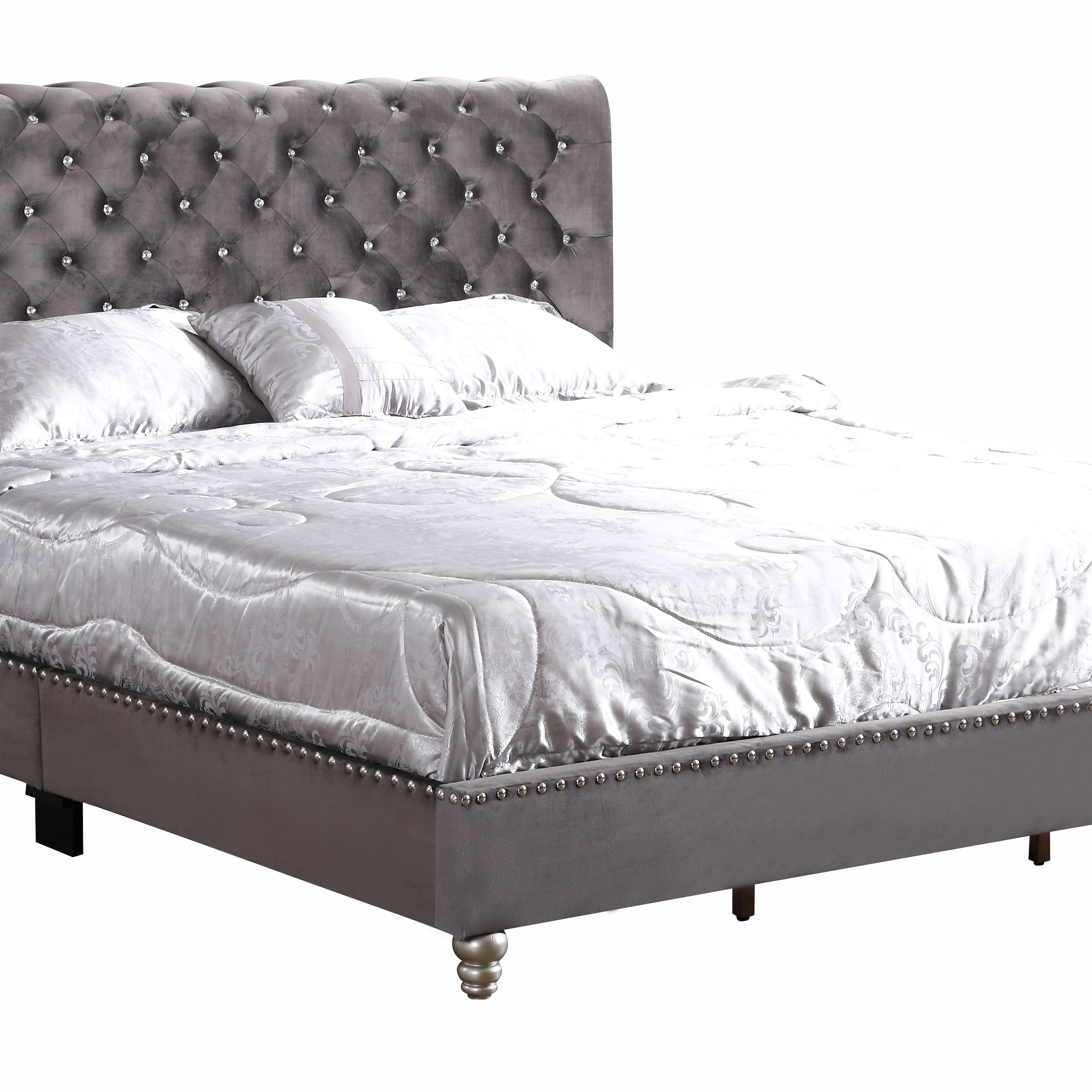 Glory Furniture Maxx G1940-KB-UP Tufted Upholstered Bed , GRAY--1