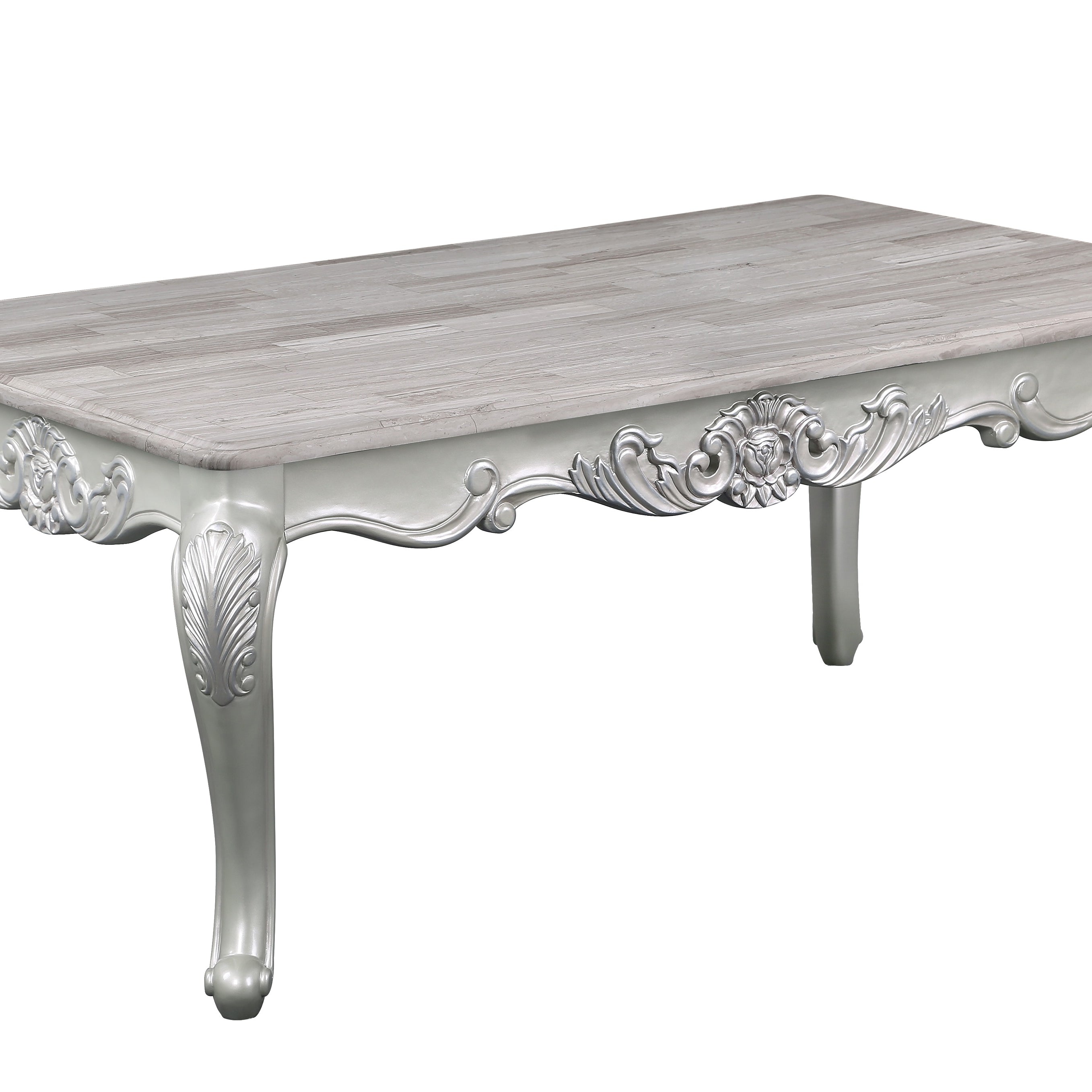 Melrose Traditional Style Coffee Table Made with wood in Silver Finish--1