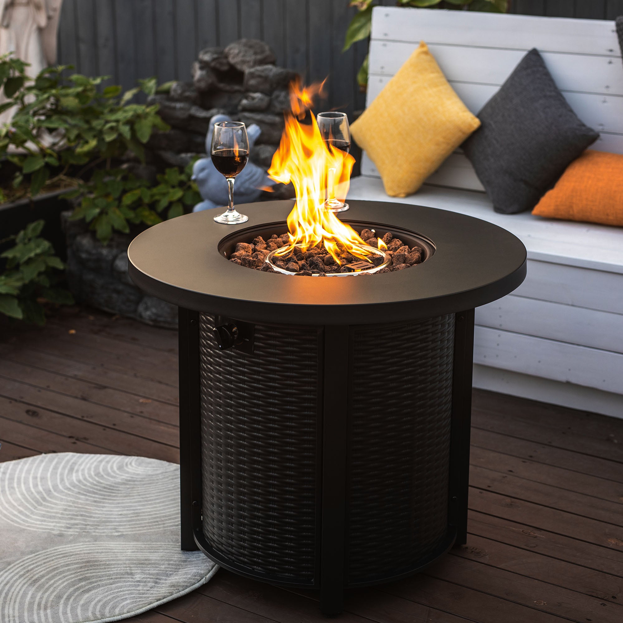 30inch Propane Round Fire Table 40000BTU Propane Fire Pit Table--1