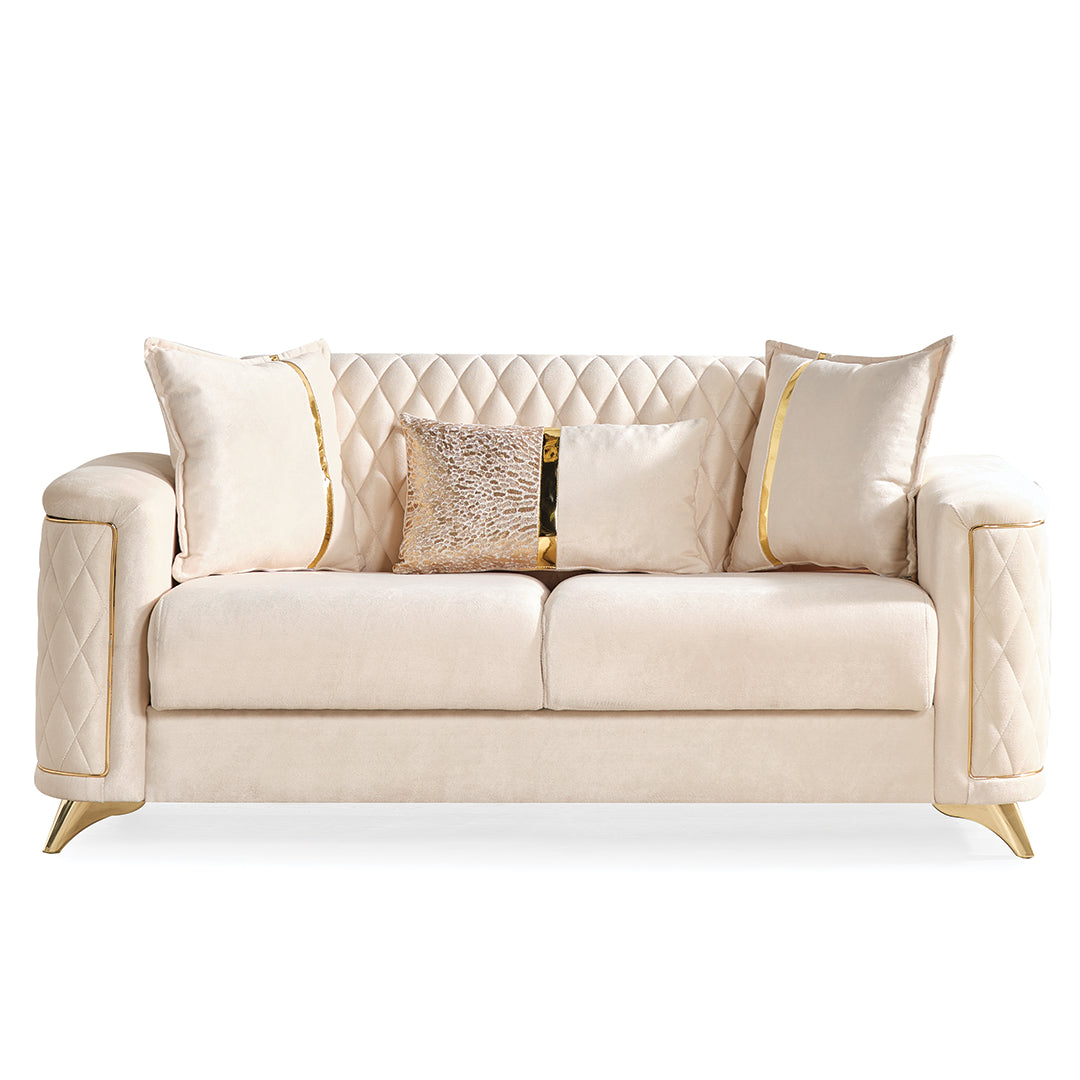 Luna Modern Style Loveseat in Ivory--3