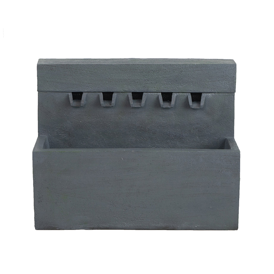 11.8x30.7x23.6" Decorative Gray Fountain with Rectangle Design, with Light and Pump, for Indoor and Outdoor--1