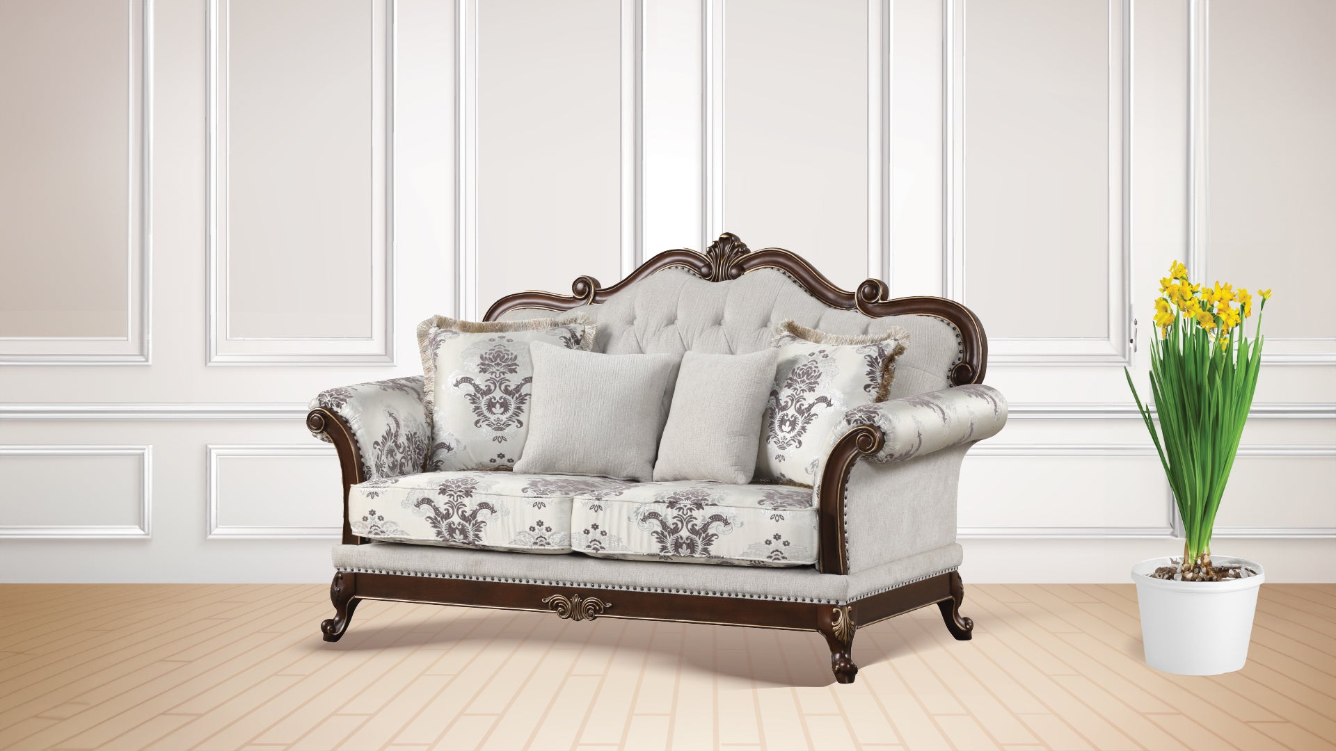 Gloria Traditional Style button tufted Loveseat--1